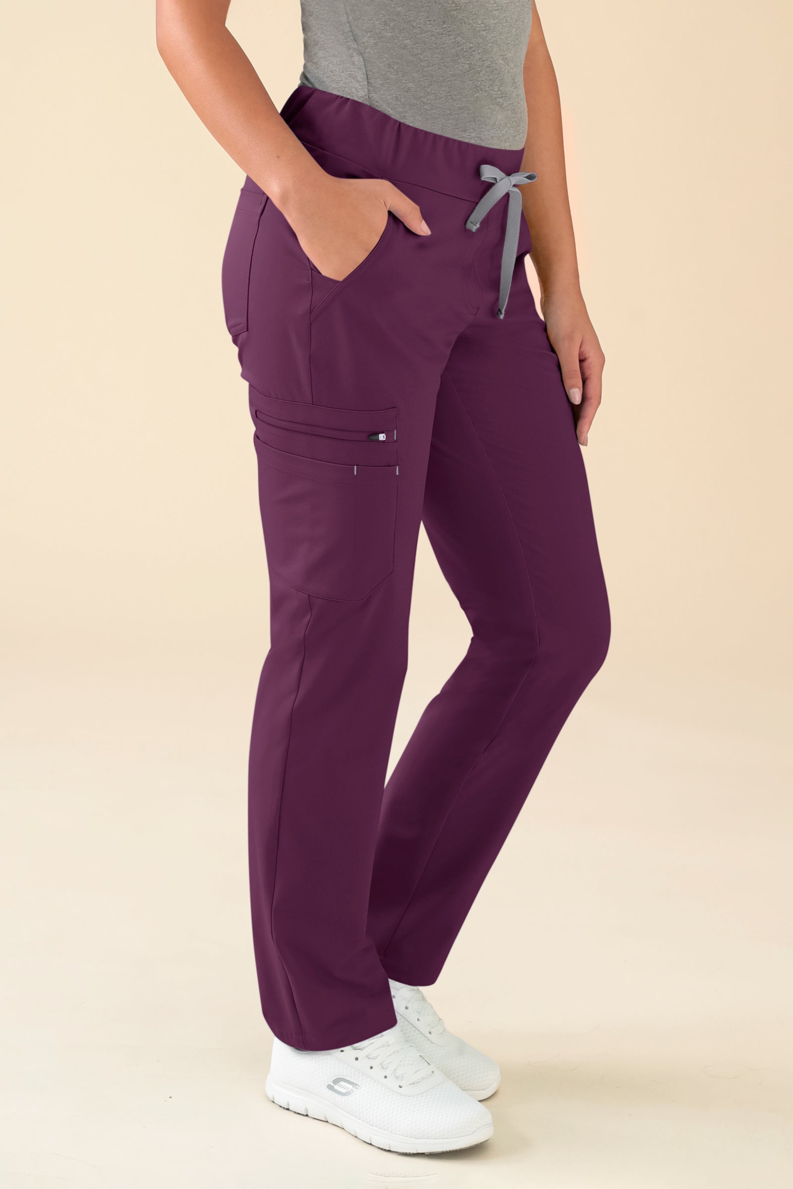 KAERE Hose Damen - gerader Saum mit Beintaschen pflaume