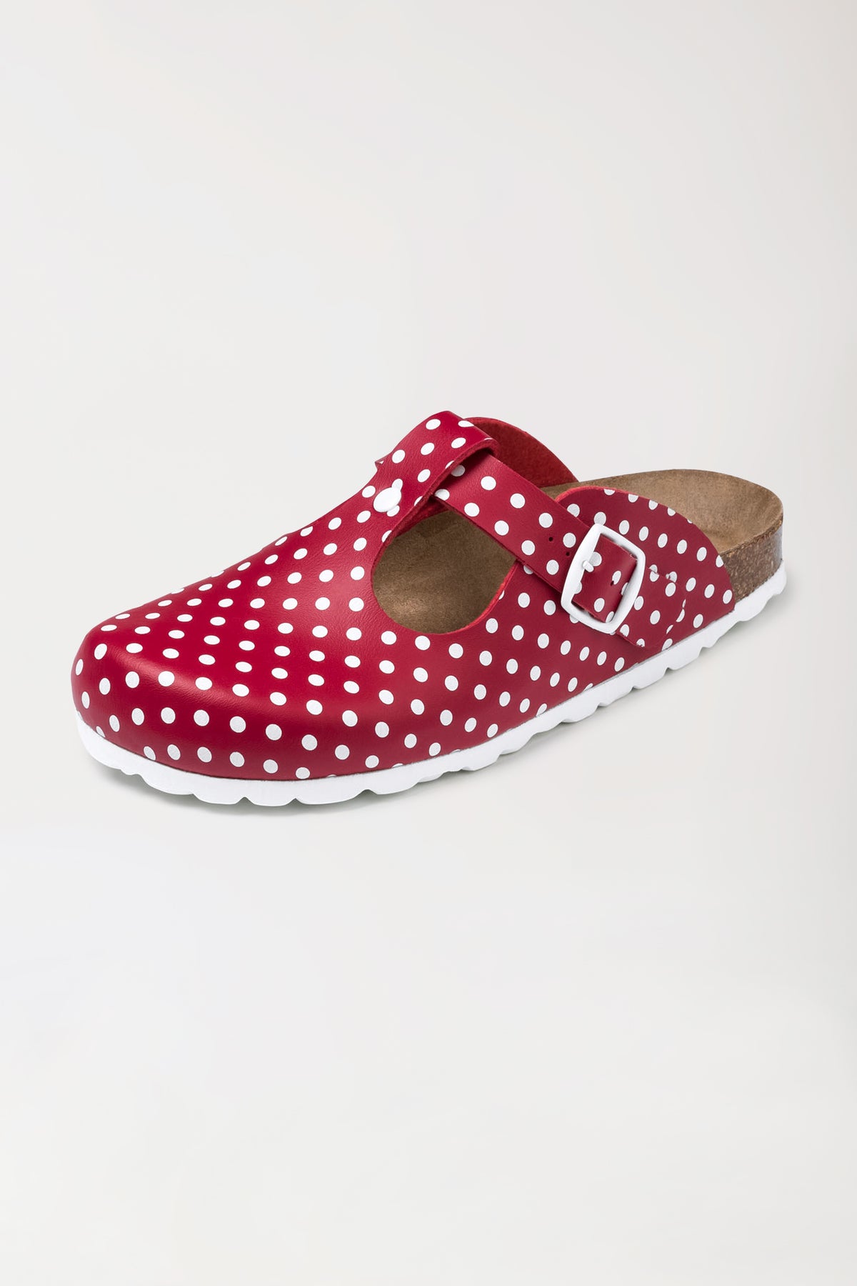 Damen Clog rot/weiss, Vorderansicht