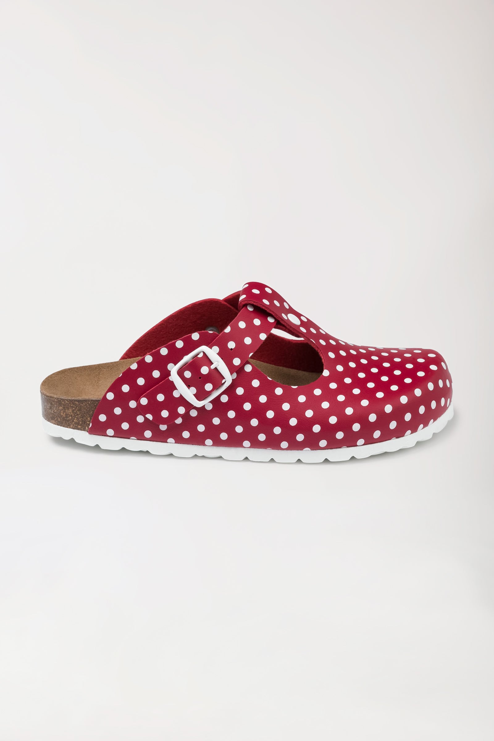 Damen Clog rot/weiss, Vue de face
