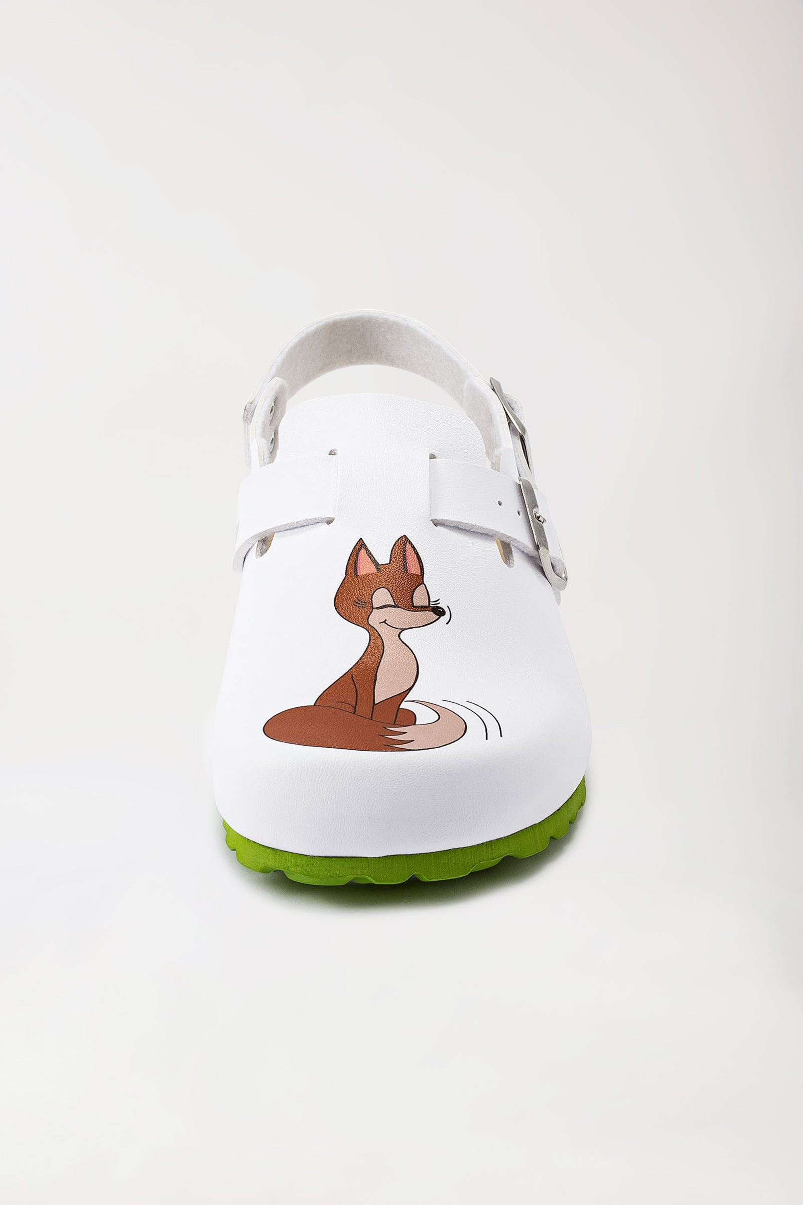 Damen Clog weiss/apfelgrün, Vorderansicht