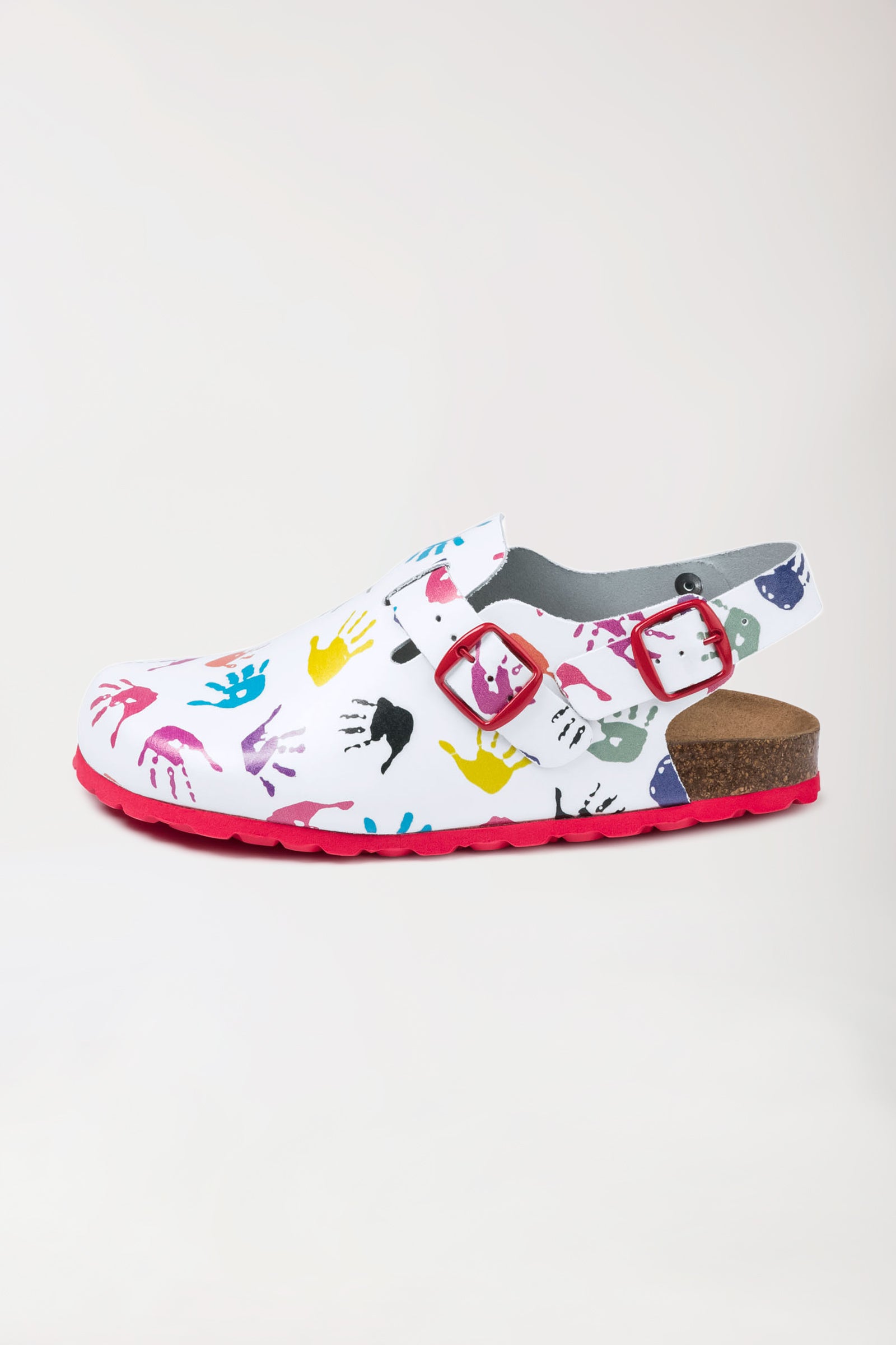 Damen Clog weiss/bunt, Vue de face