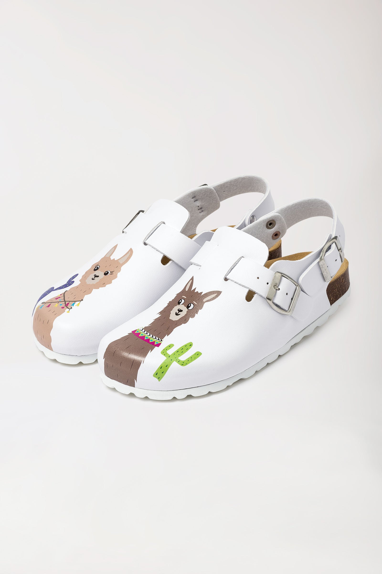 Damen Clog - Fersenriemen - Motivdruck - weiss/bunt