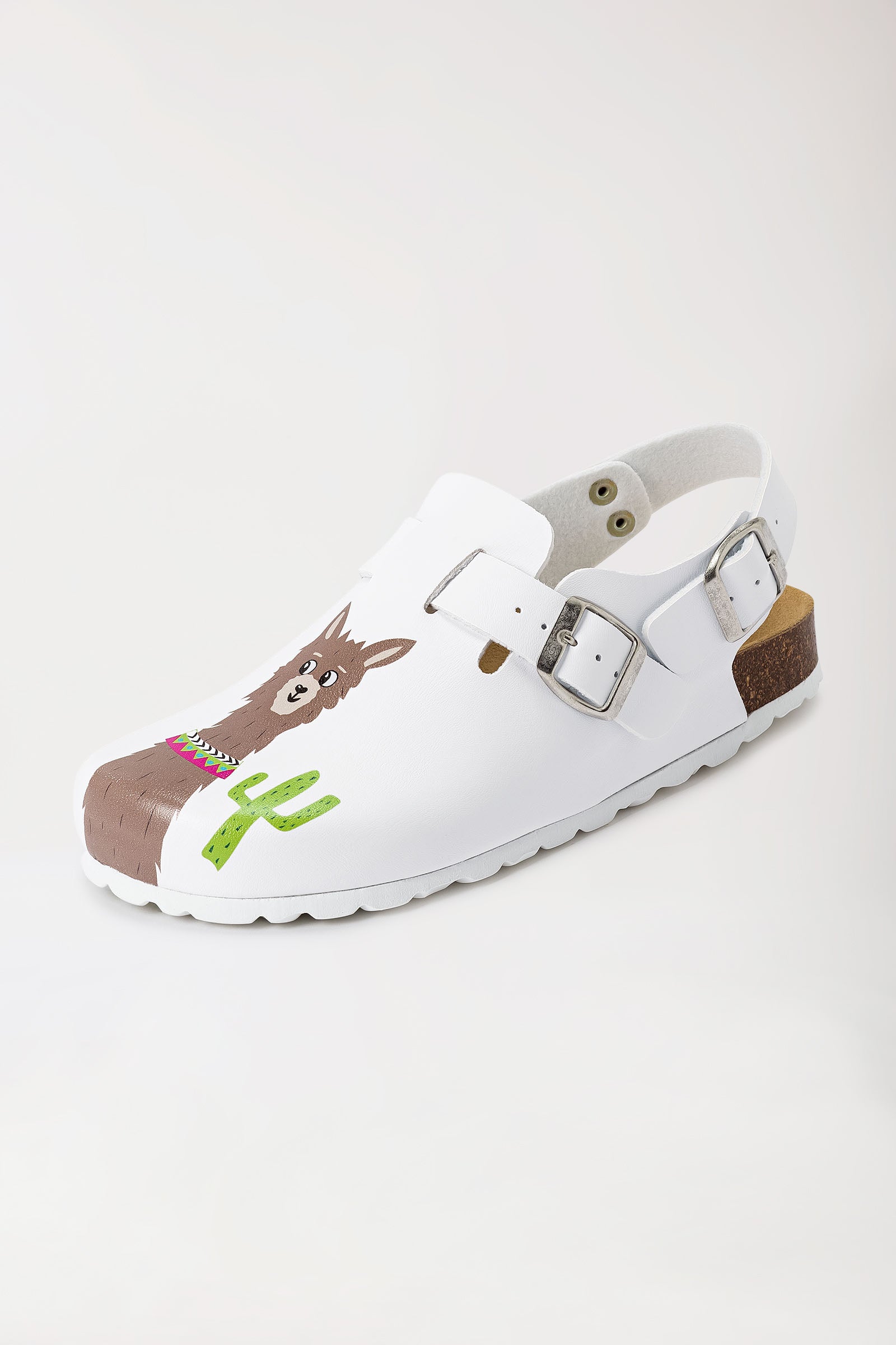 Damen Clog - Fersenriemen - Motivdruck - weiss/bunt, Vorderansicht