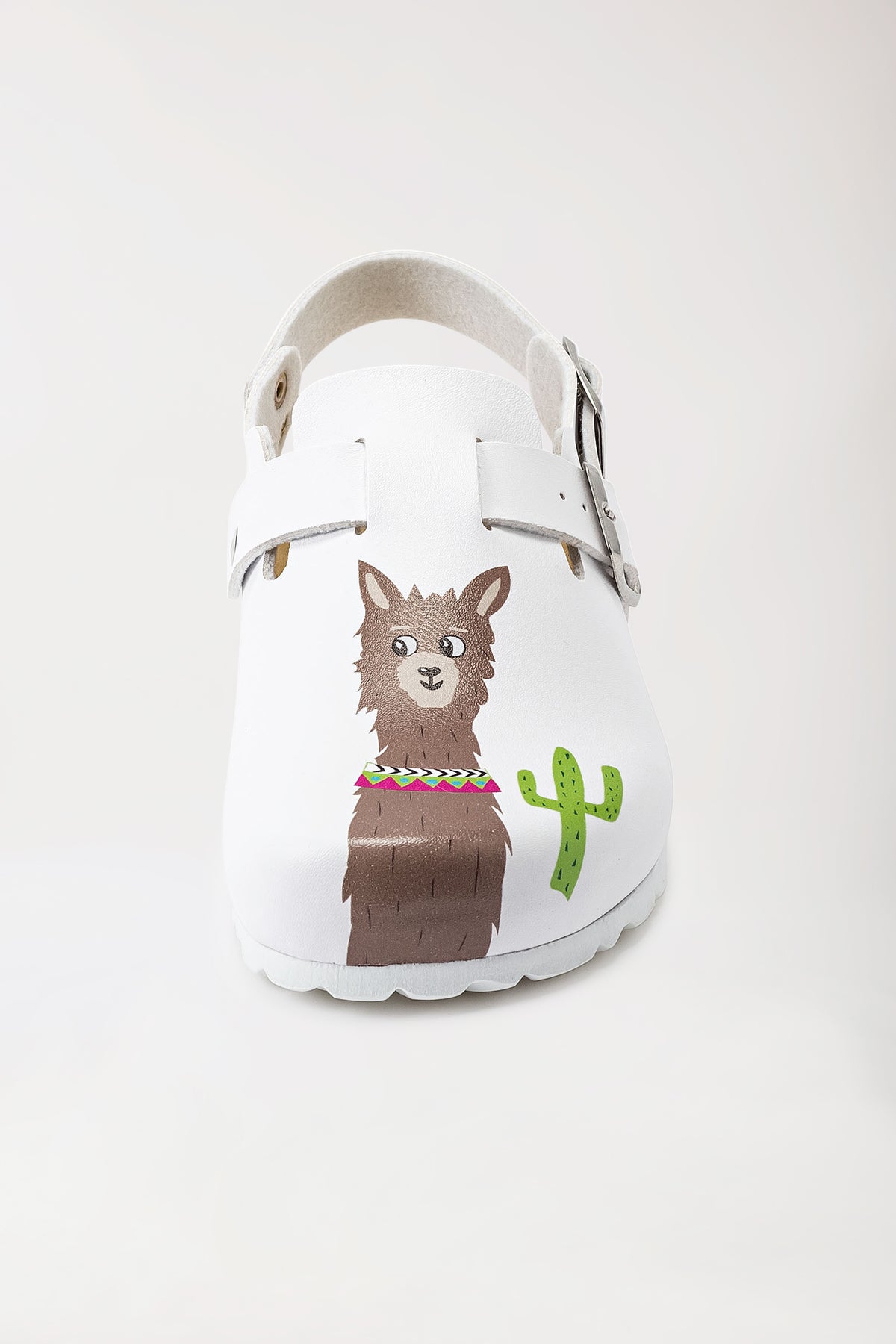 Damen Clog - Fersenriemen - Motivdruck - weiss/bunt, Vue de face