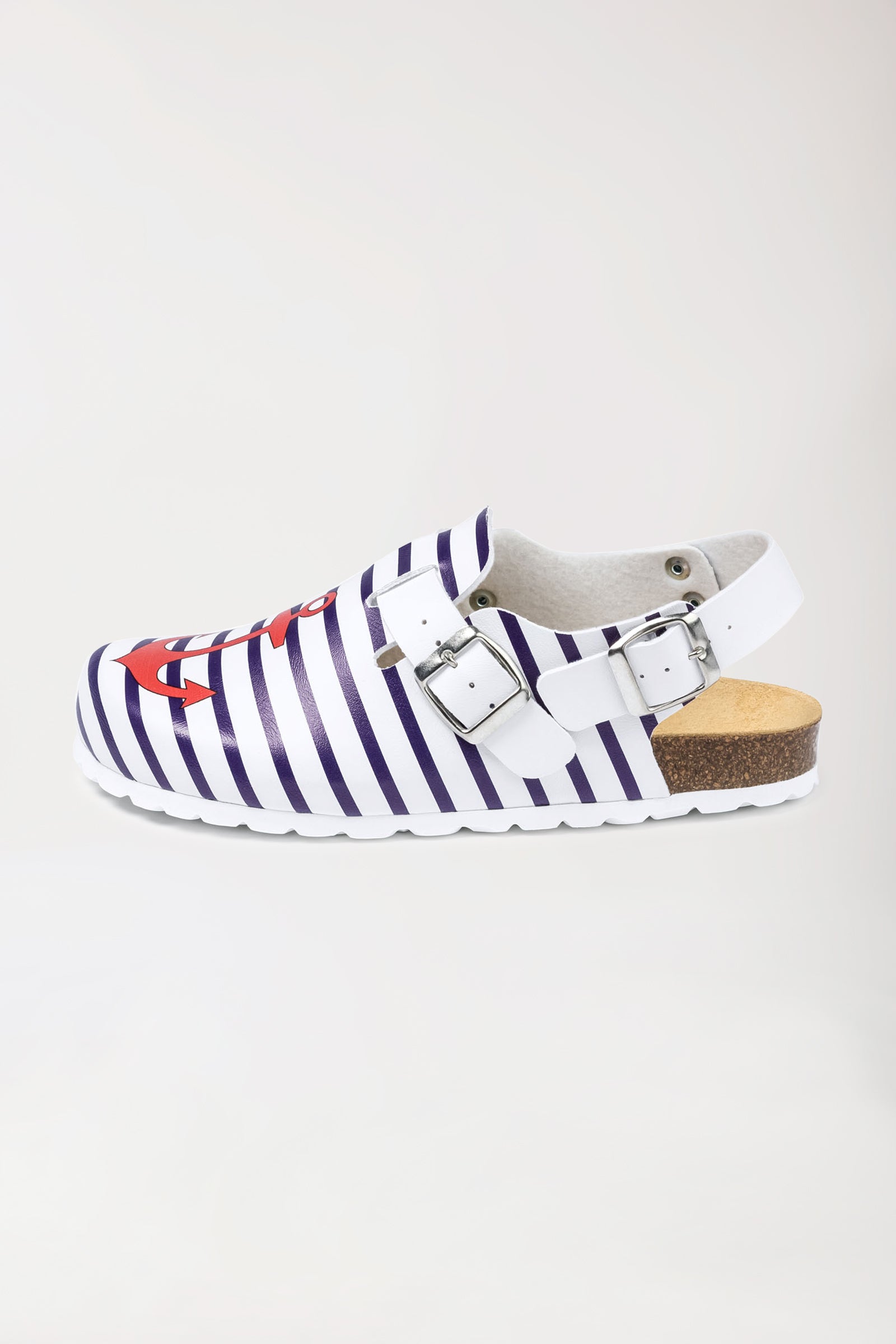 Damen Clog weiss/marine/rot, Vue de face