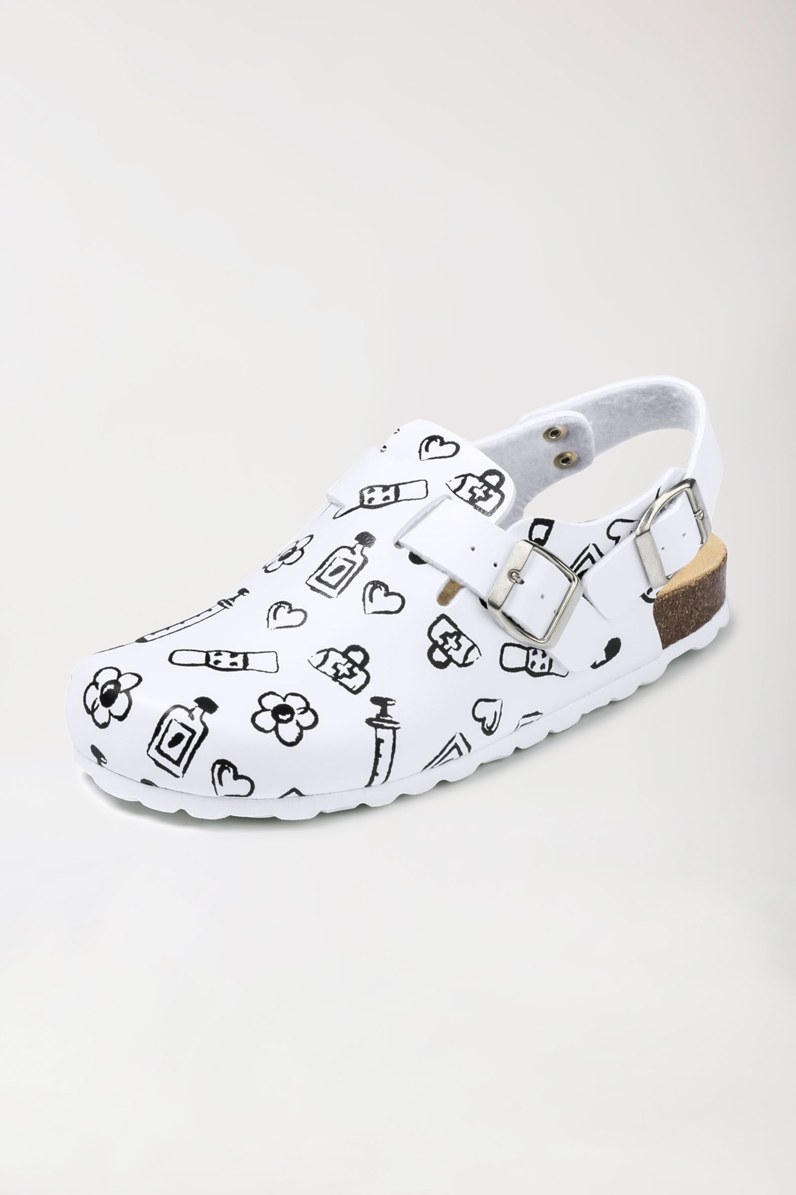 Damen Clog - Fersenriemen - weiss/schwarz