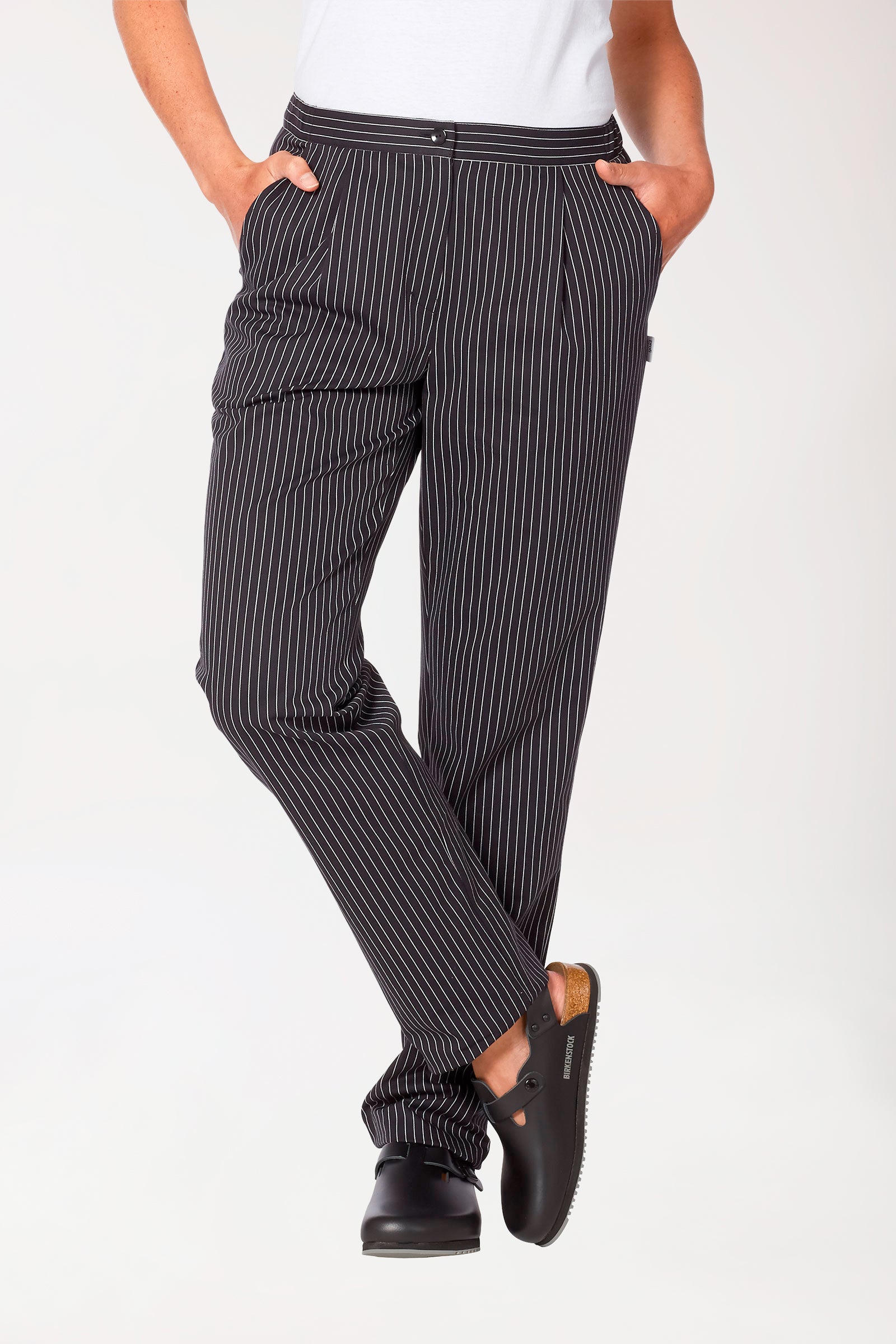 Gastro Stretch Hose Damen - gerades Bein schwarz/weiss