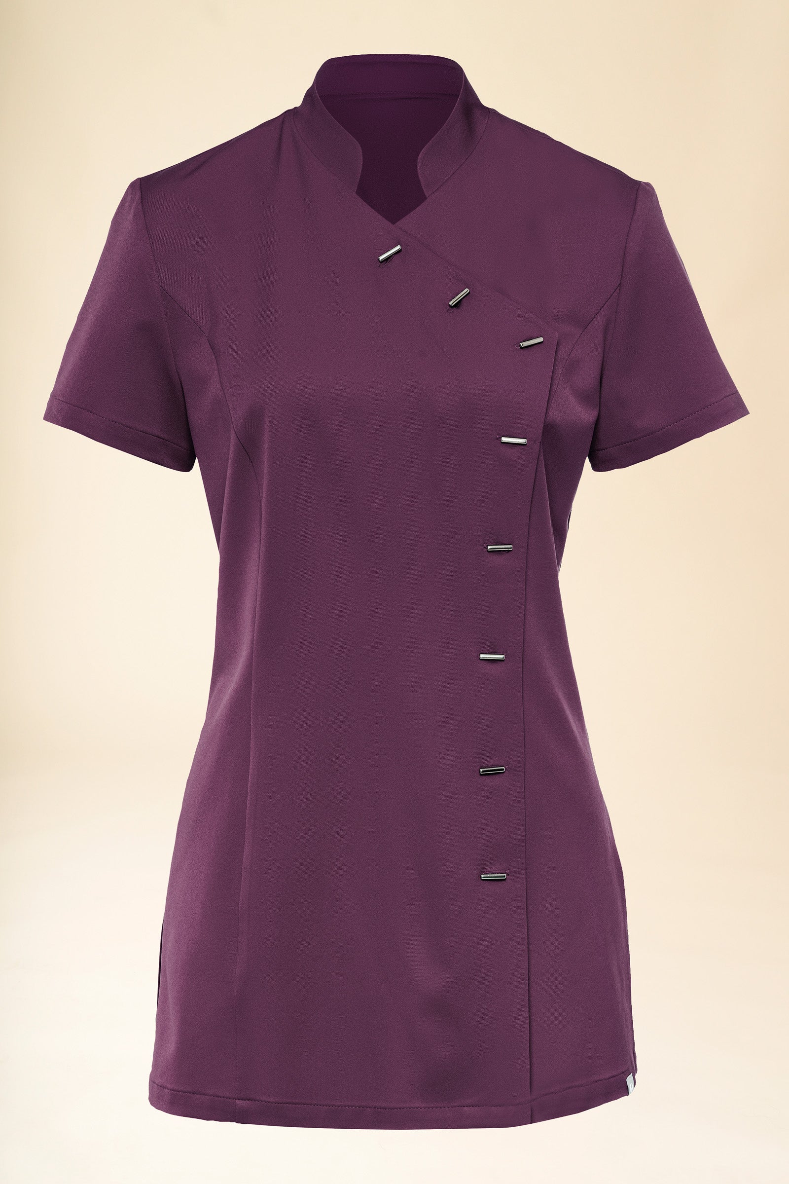 KAERE Kasack Damen - asymmetrische Knopfleiste pflaume, Vue de face