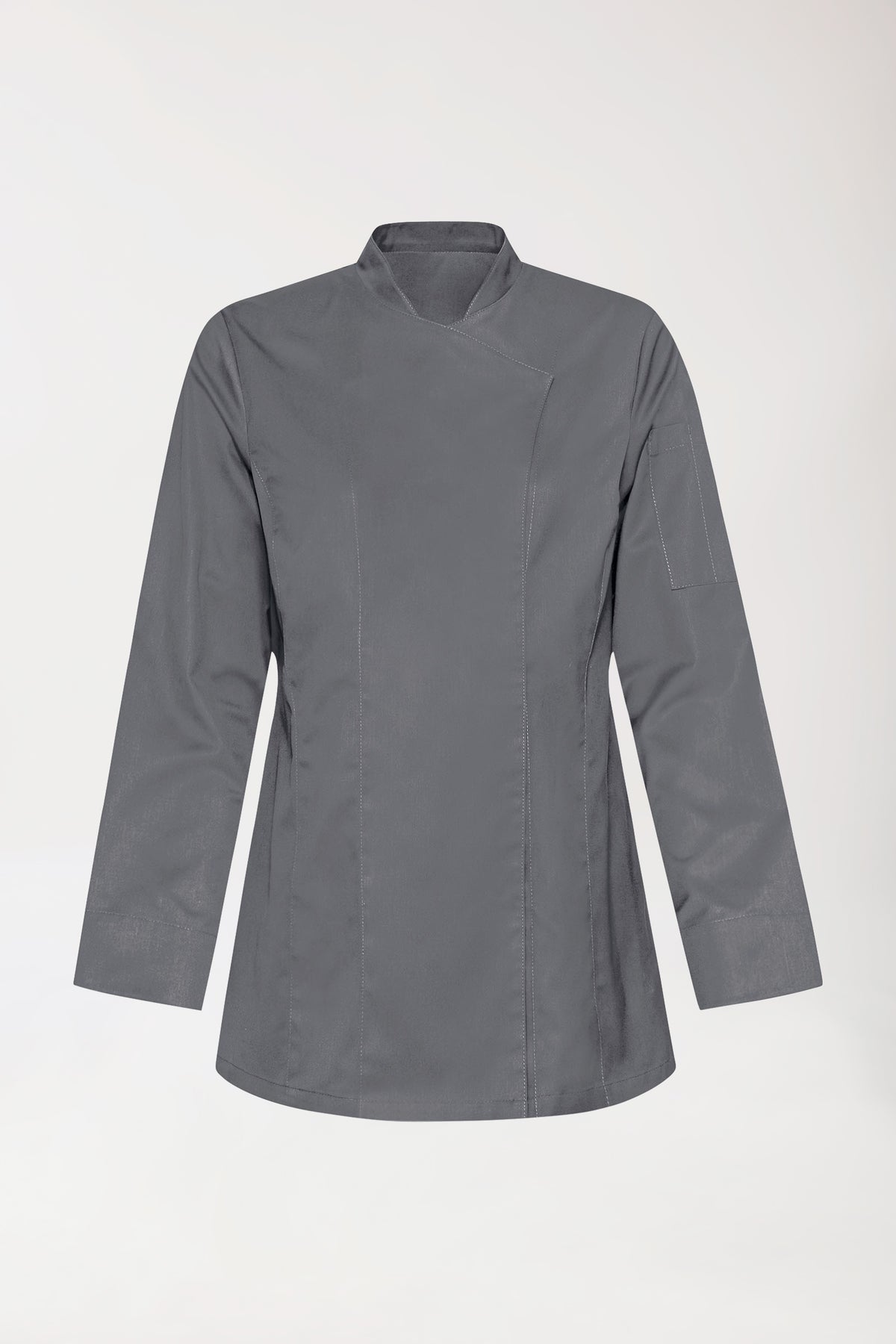 Gastro Kochjacke Damen - 1/1 Arm steingrau, Vorderansicht