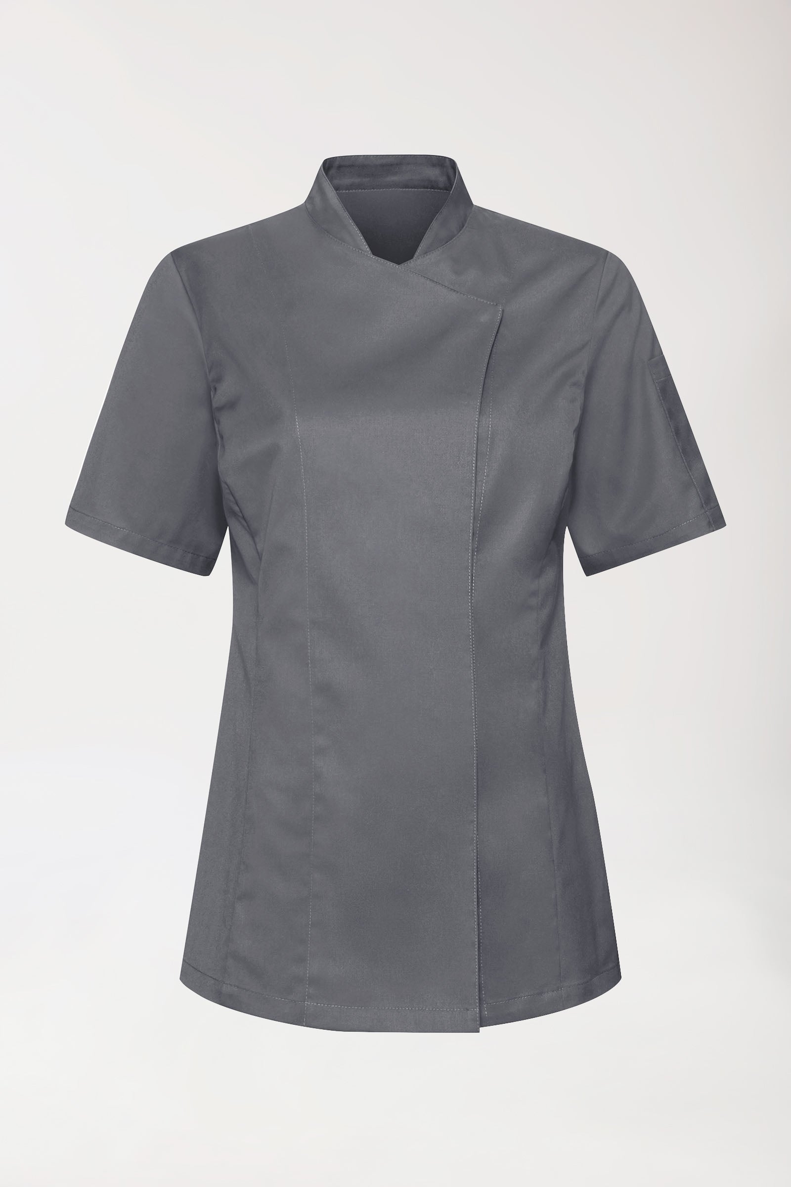 Gastro Kochjacke Damen - 1/2 Arm steingrau, Vorderansicht