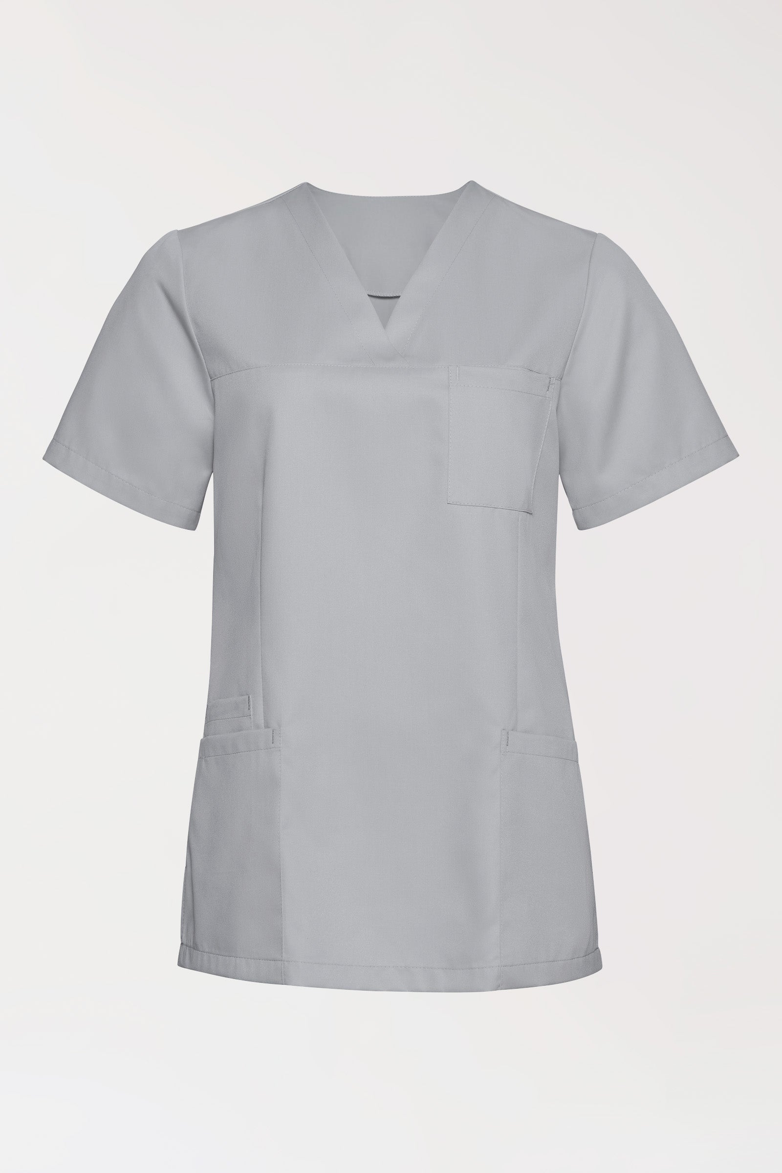 TENCEL™ Schlupfkasack Damen - V-Ausschnitt perlgrau, Vue de face