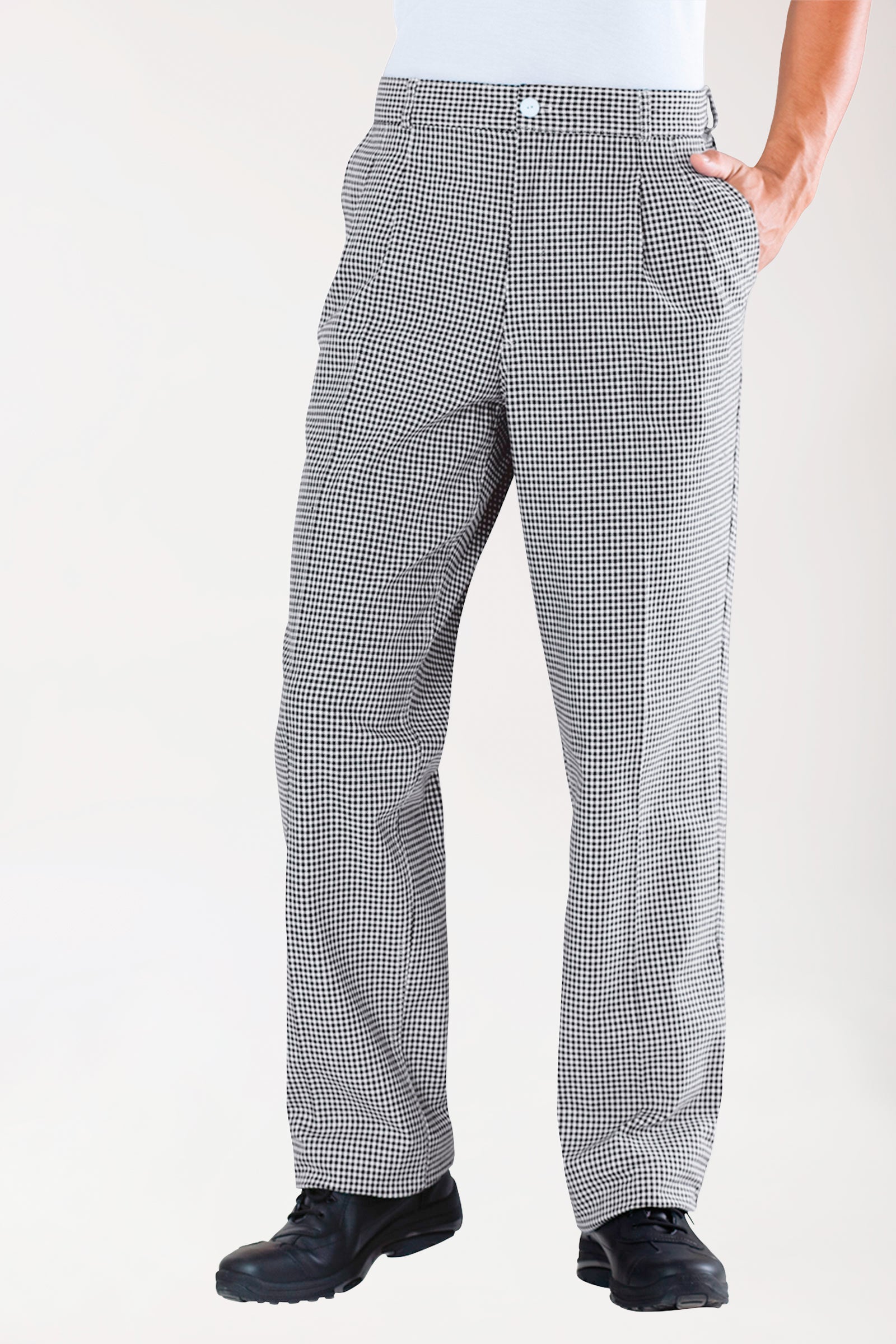Gastro Hose Herren - Bundfalten schwarz/weiss