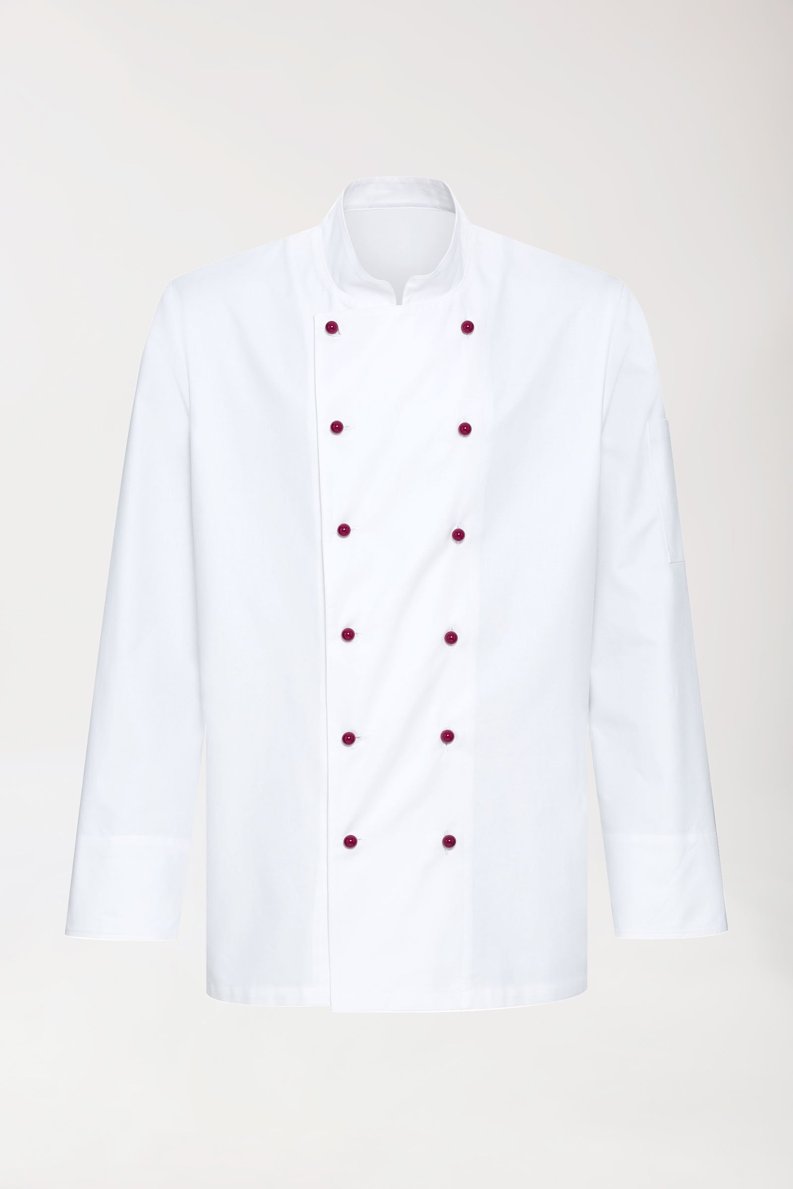 Gastro Kochjacke Herren - 6er Knopfreihe - 1/1 Arm weiss, Vorderansicht