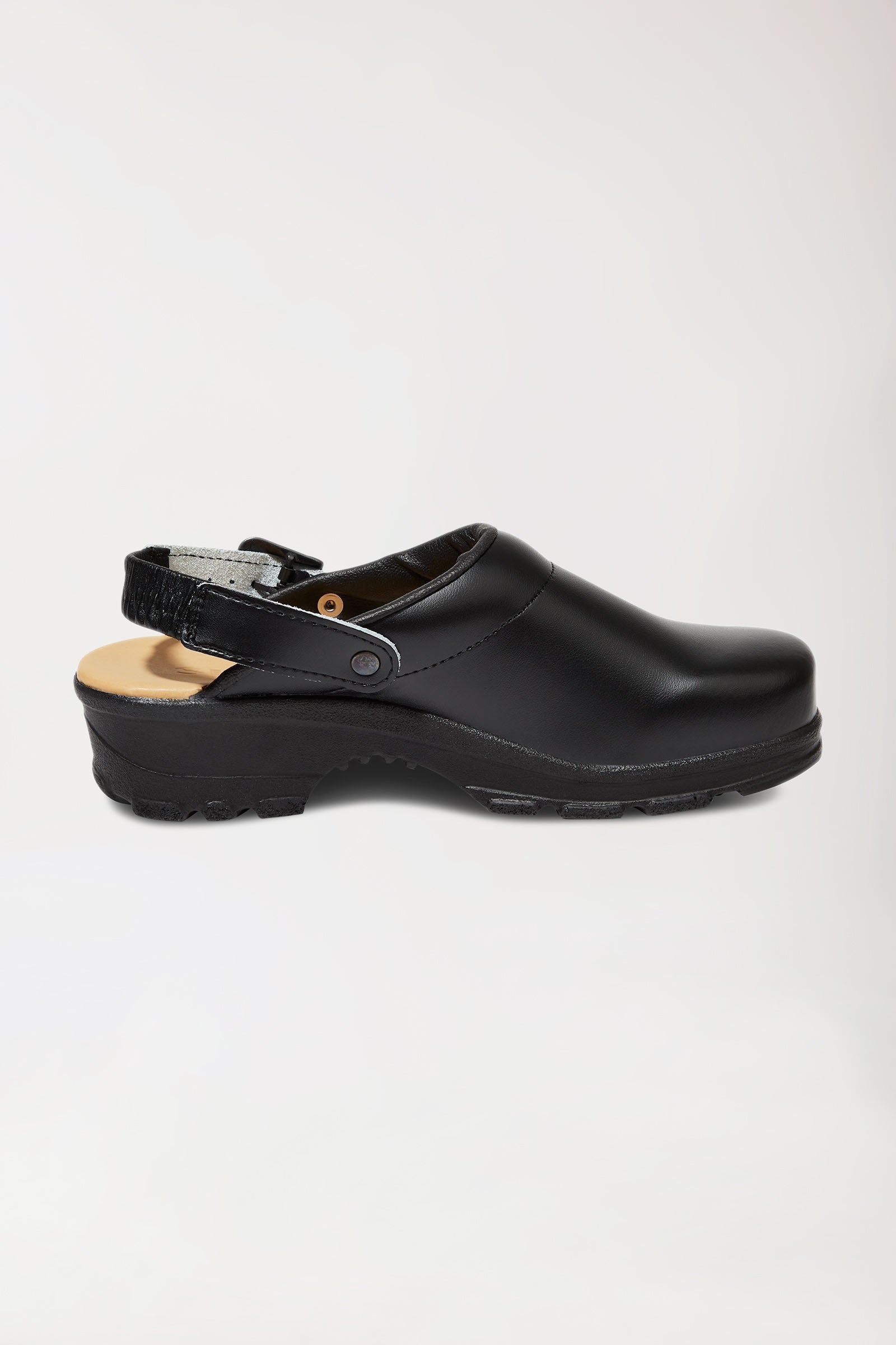 Berufs-Clog Schwarz Permair Leder Unisex, Vue de face