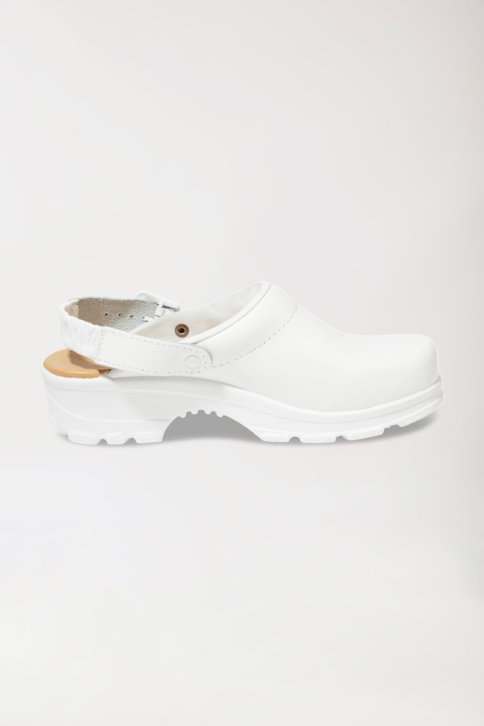 Berufs-Clog Weiss Permair Leder Unisex, Vorderansicht