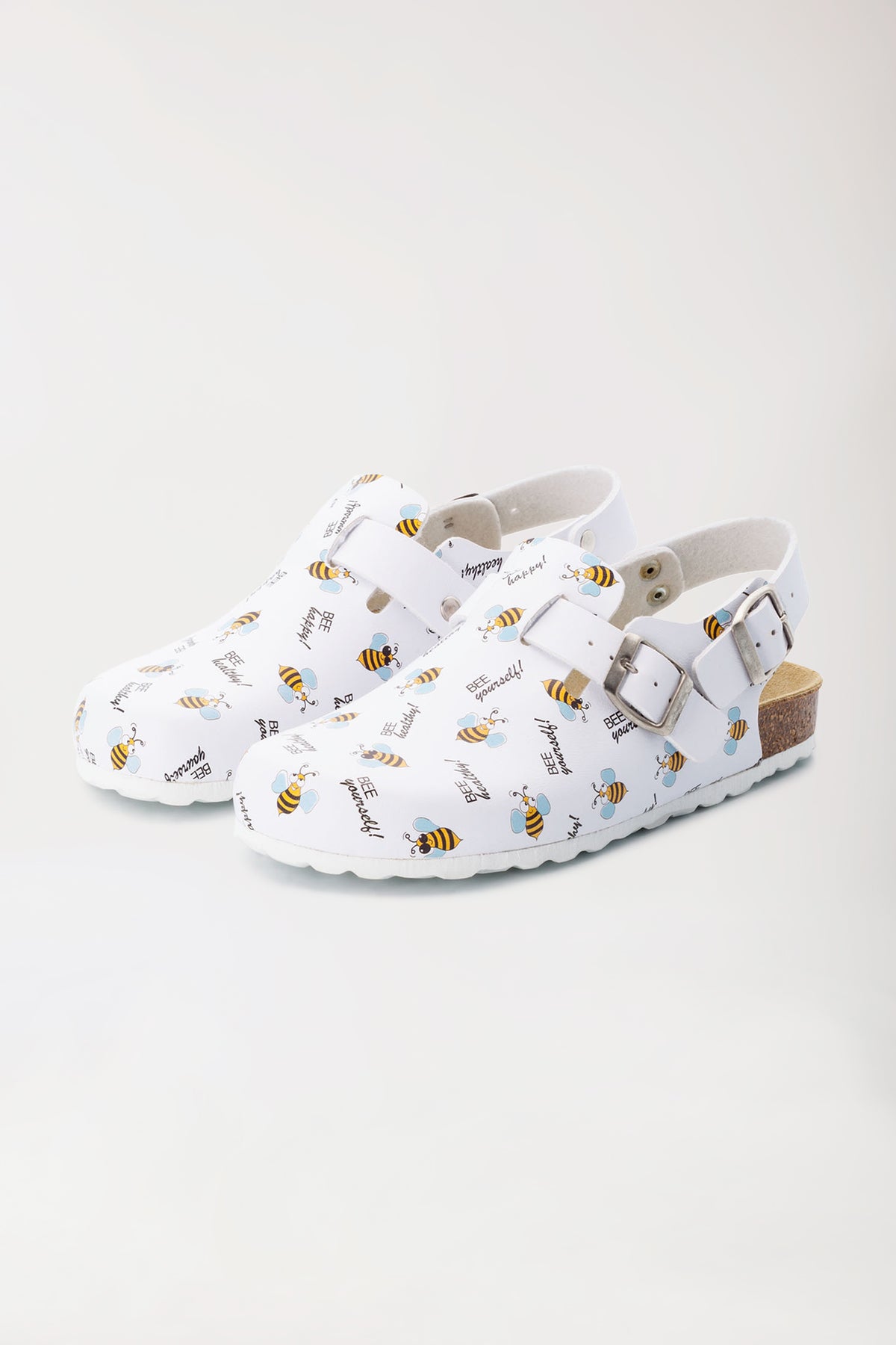 Unisex Clog weiss/gelb/schwarz, Vorderansicht