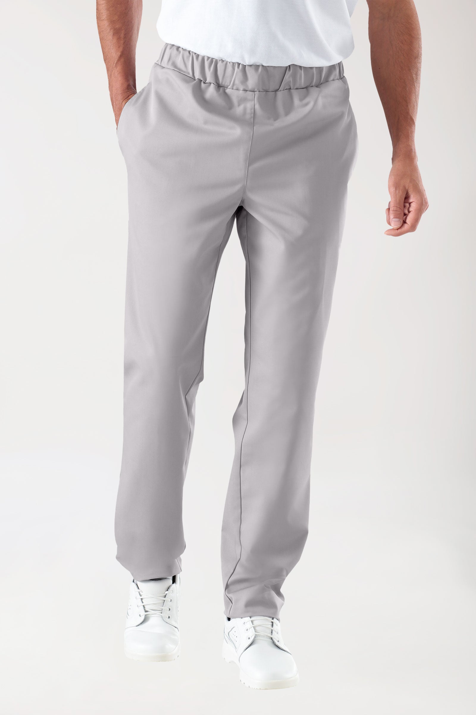 JUST STRONG Hose Unisex - Seitentasche - Gummibund grau, Vorderansicht
