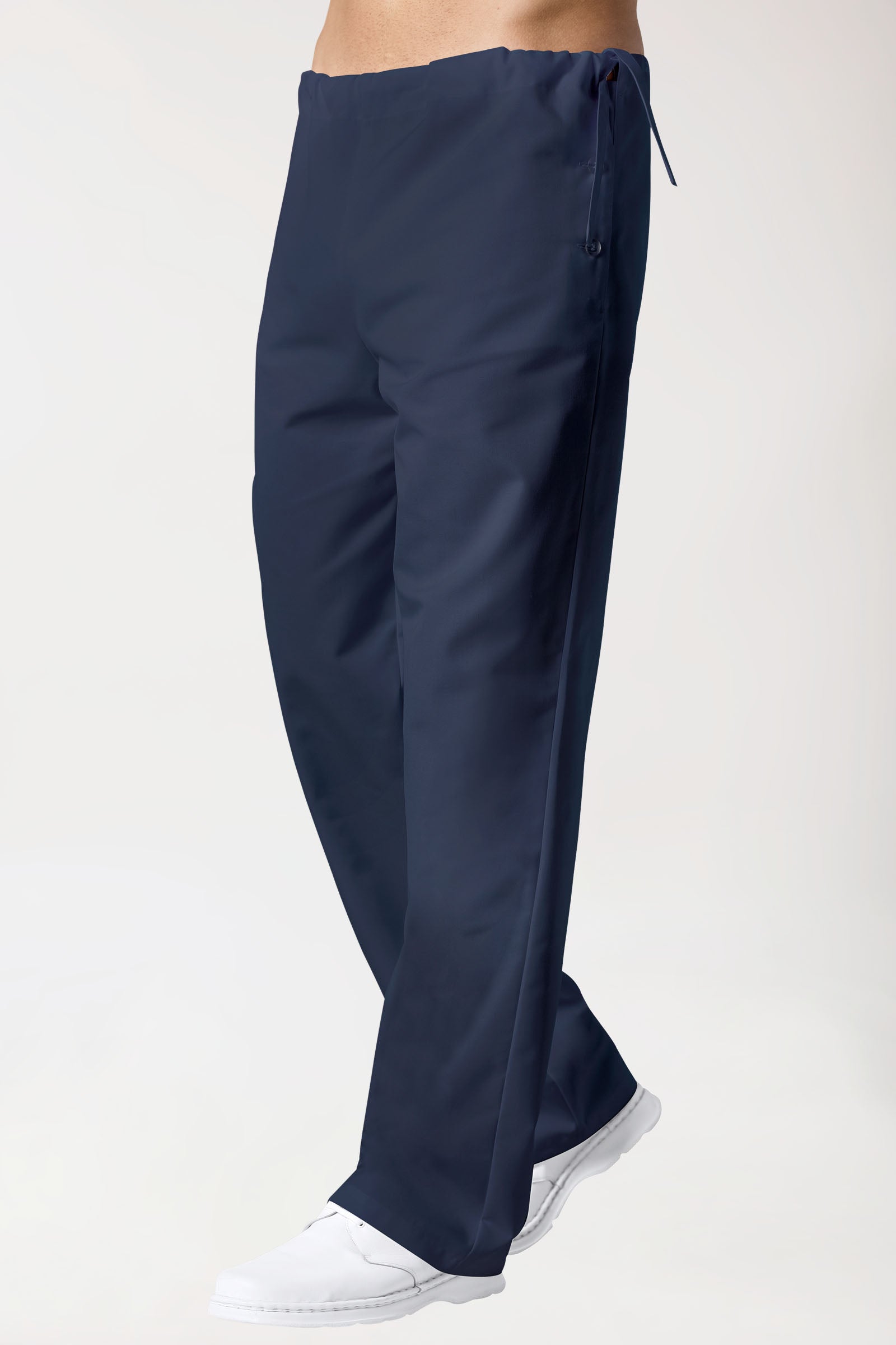Baumwoll Hose Unisex - seitlicher Knopfverschluss navy, Vorderansicht