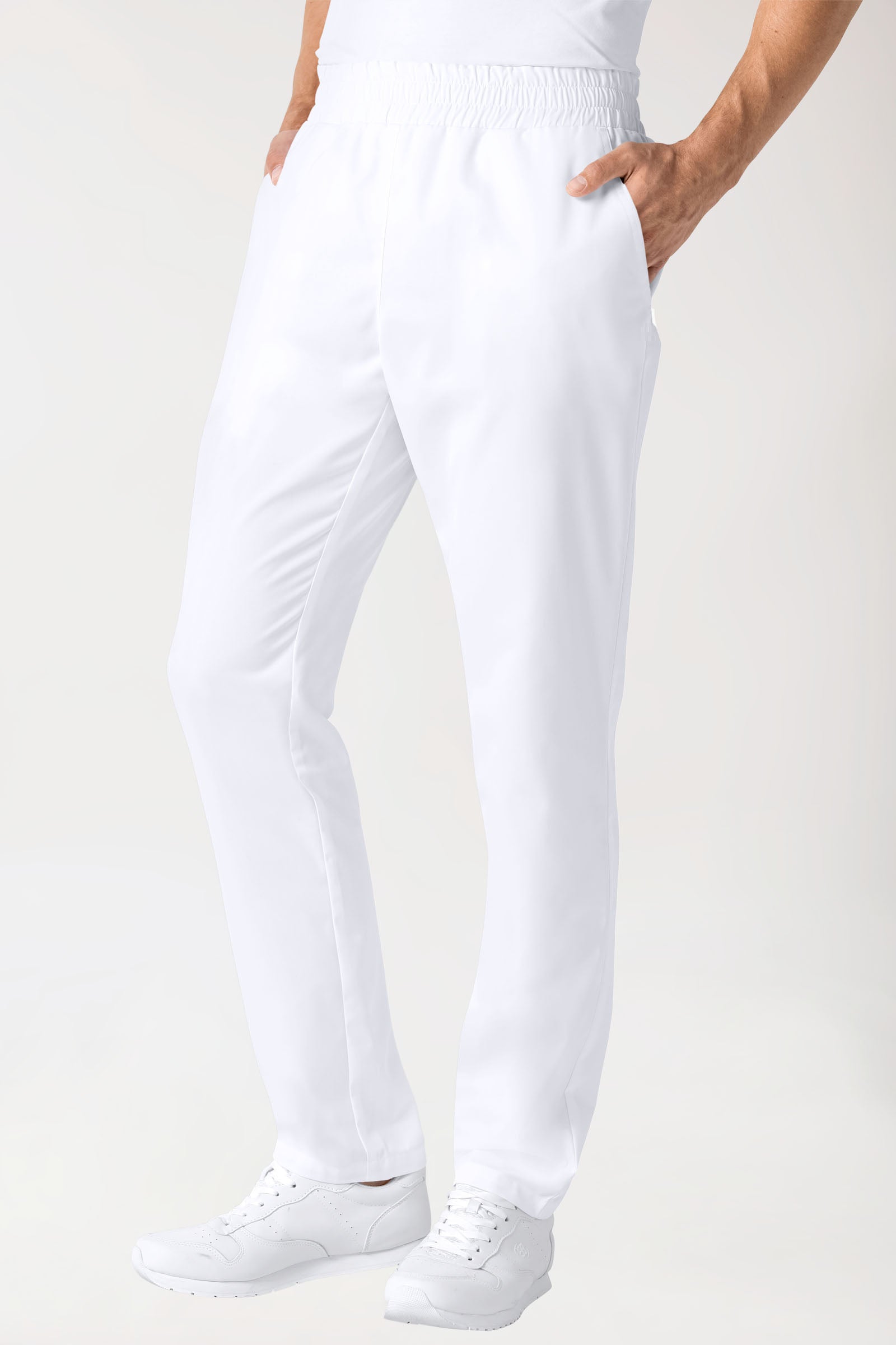 Hose Unisex - hoher Bund - Rundumgummi - weiss, Vorderansicht