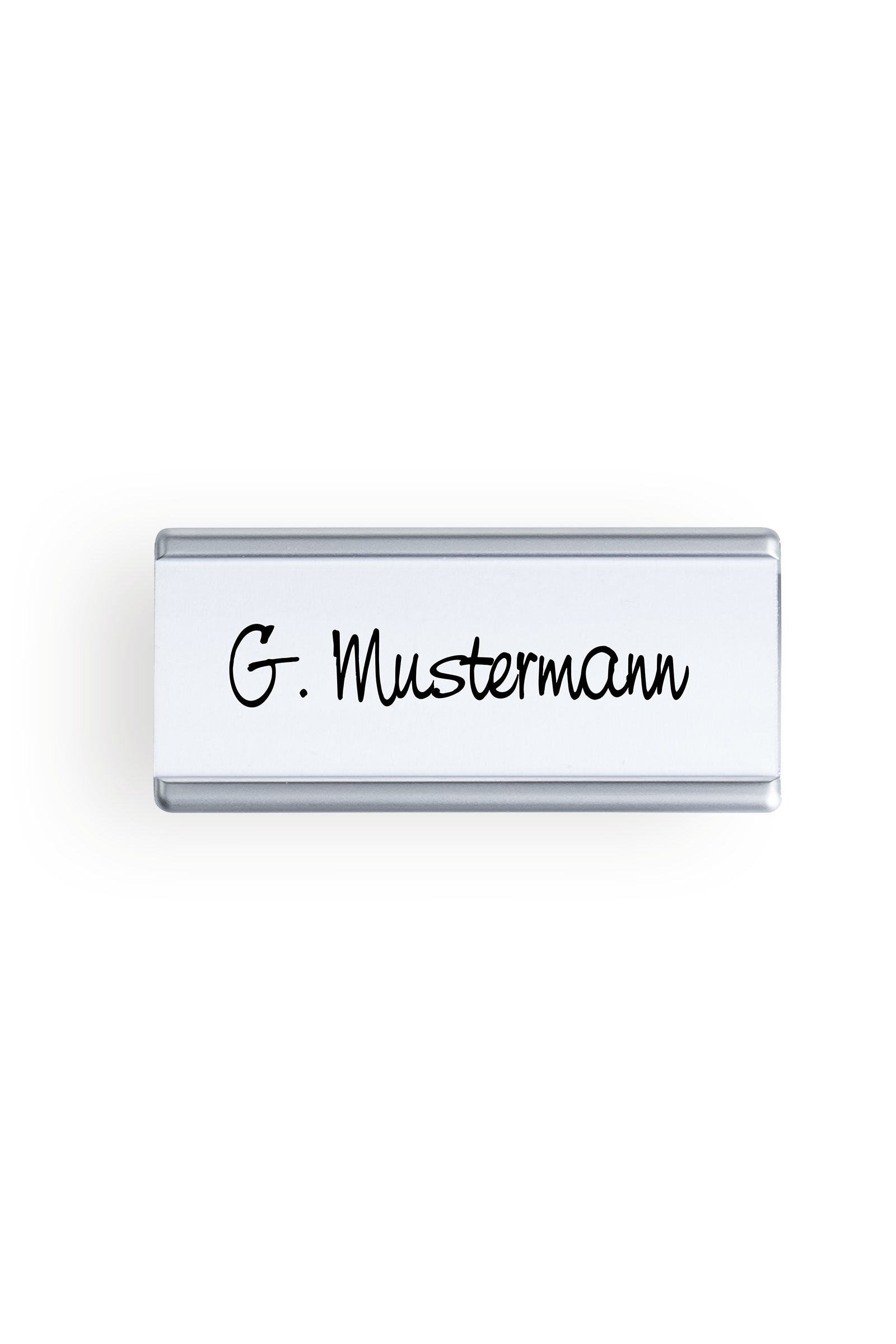 Namensschild Magnet Silber Metallic 7x3 cm, Vue de face