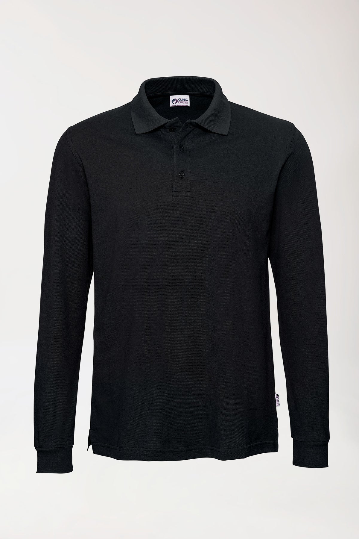 Langarm-Poloshirt Schwarz Unisex
