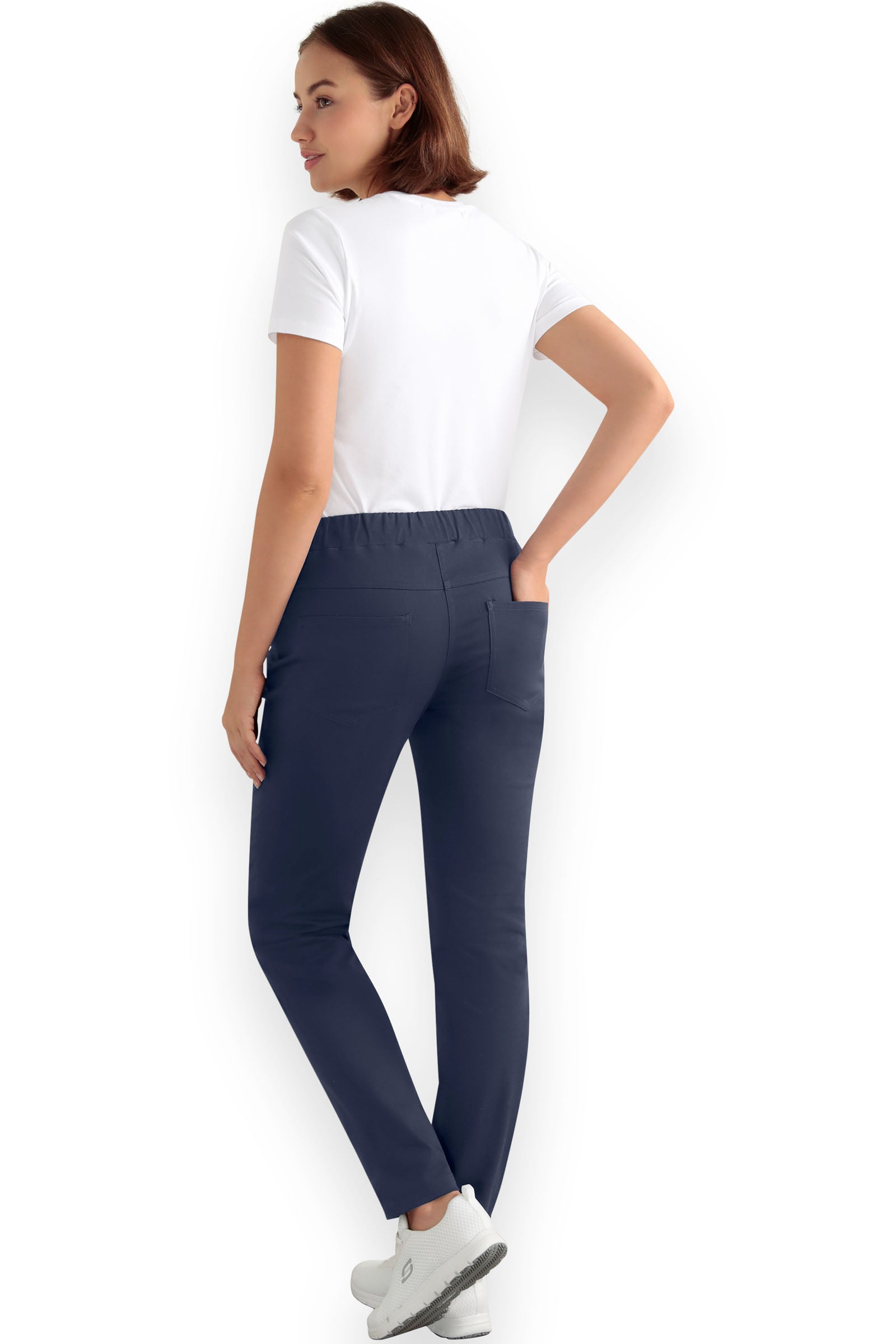 5-Pocket Stretchhose Damen - Jeanslook navy, Rückansicht 