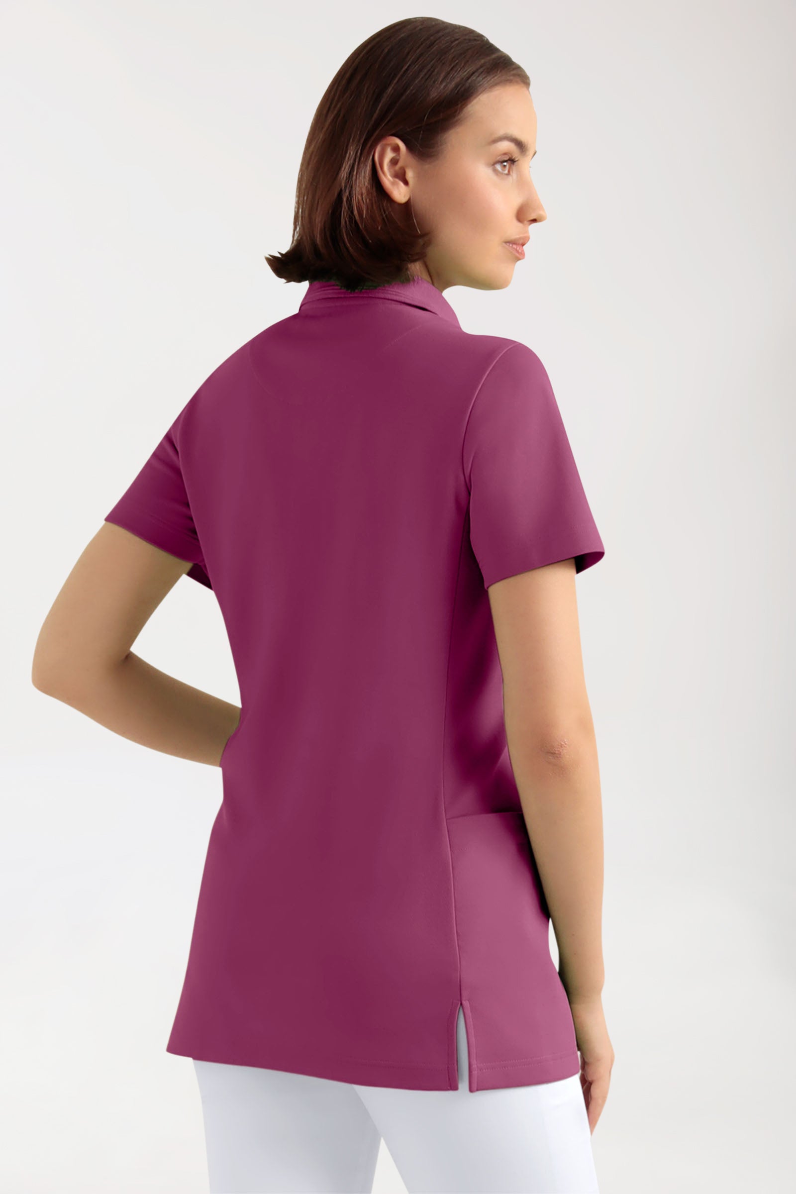 COMFY FLEX Stretch Schlupfkasack Damen - Polokragen berry, Vue de dos 