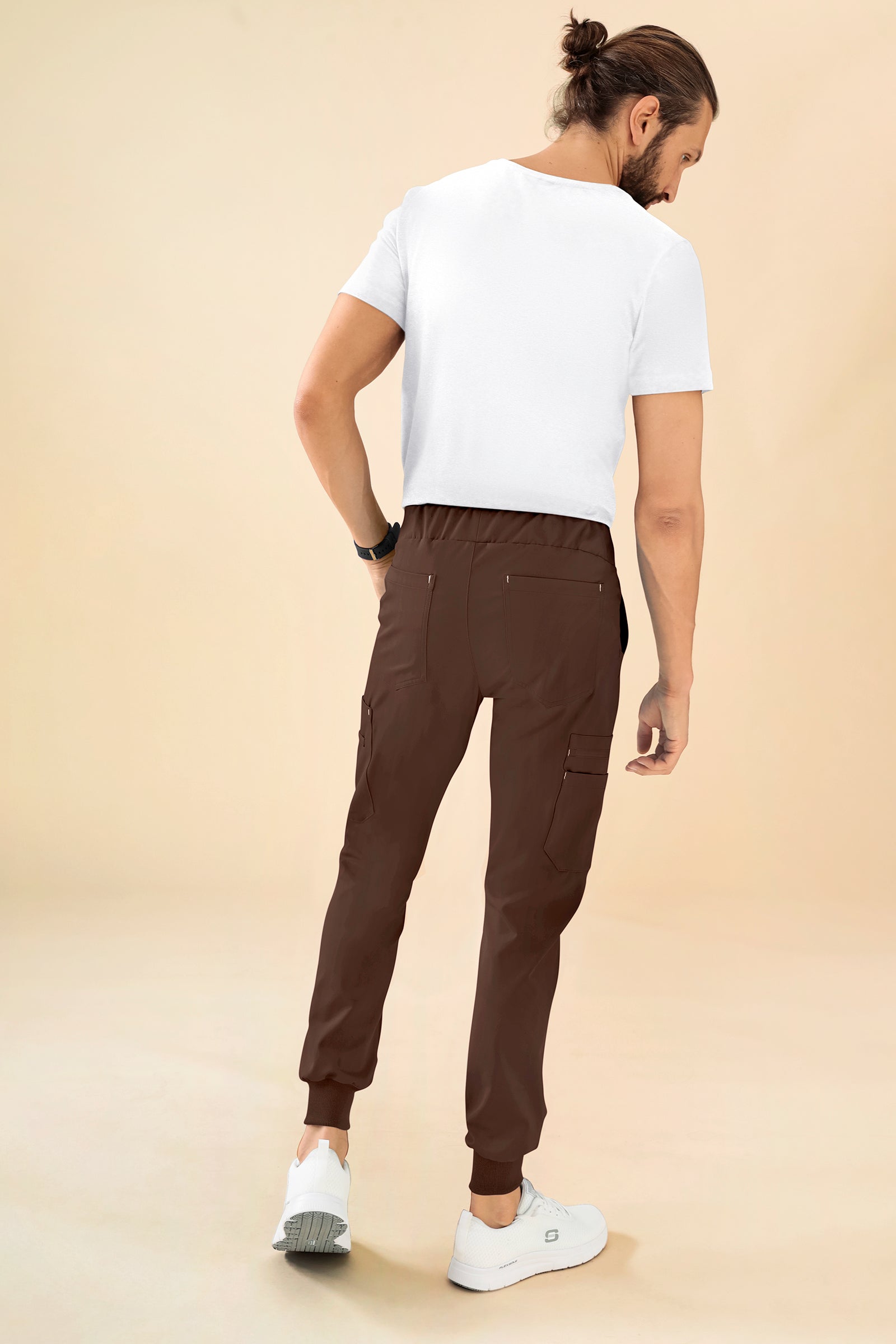 KAERE Hose Herren - Saumbündchen mit Beintaschen coffee