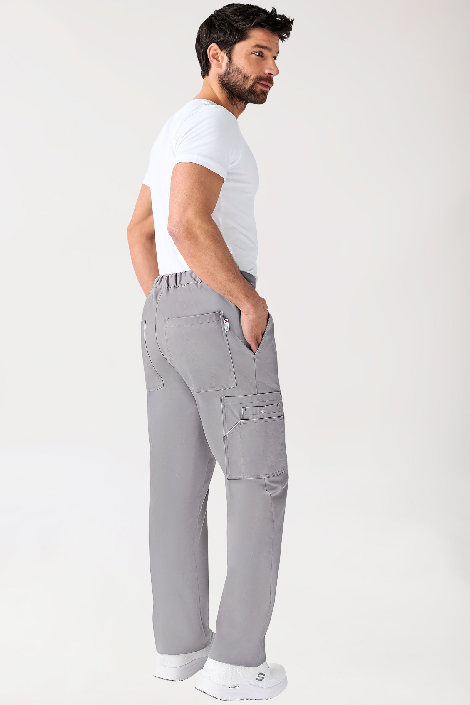 CLINIC STRETCH Hose Unisex - mit Beintasche Kurzgr. grau