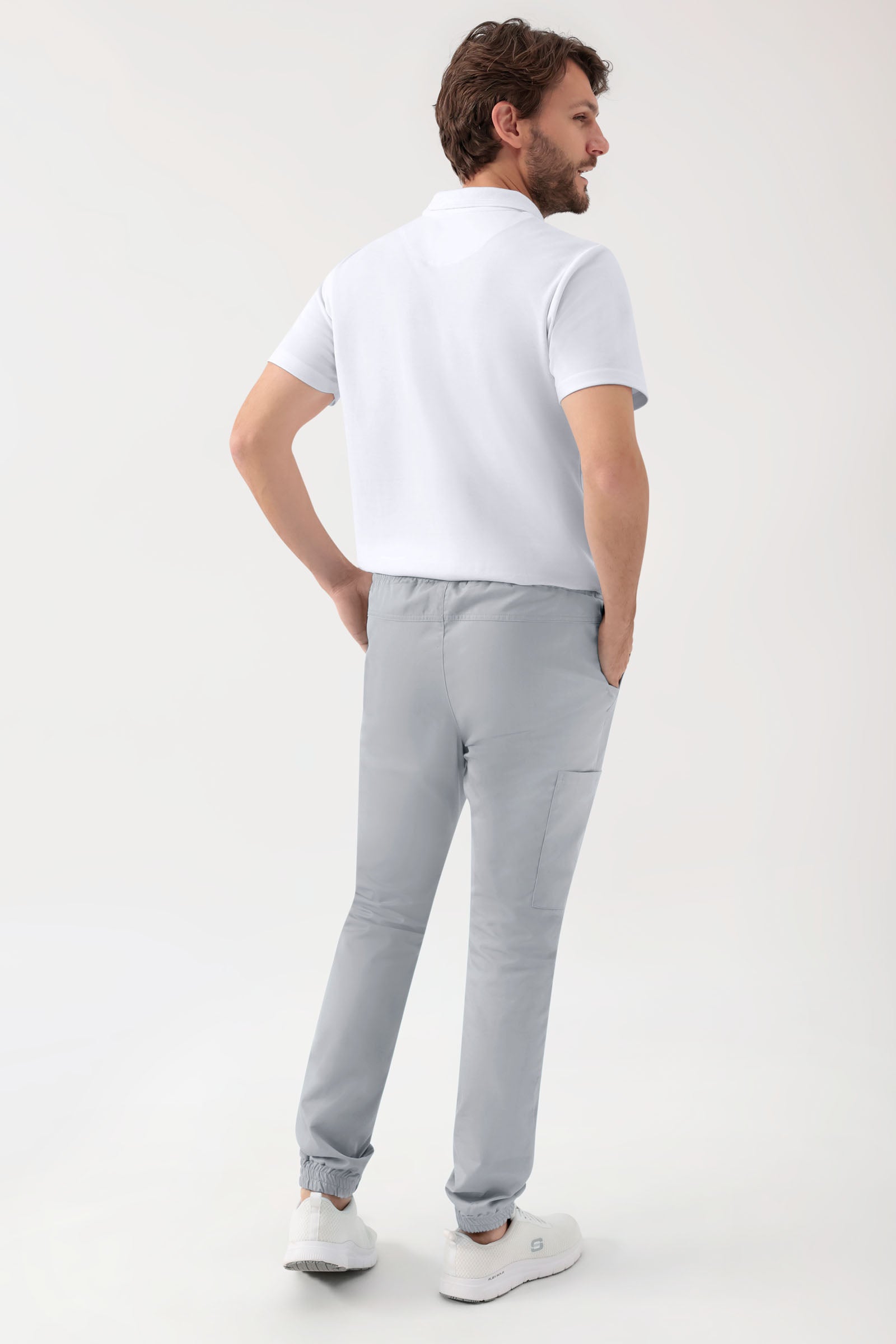 GREEN Stretch Hose Herren - Jogpants Style perlgrau, Vue de dos 