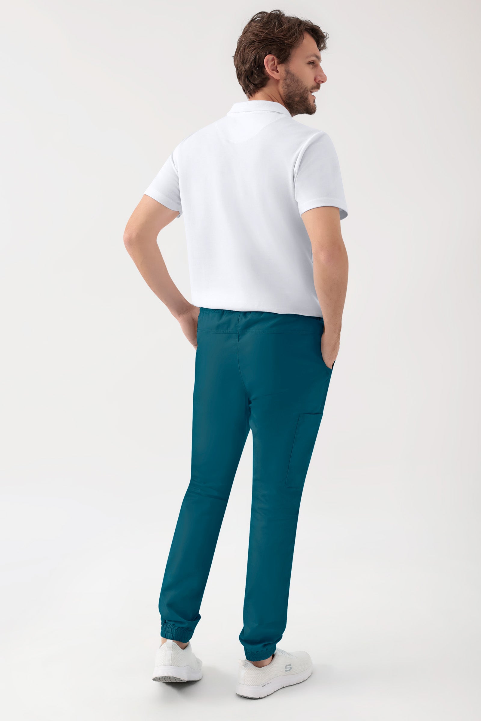 GREEN Stretch Hose Herren - Jogpants Style petrol, Rückansicht 