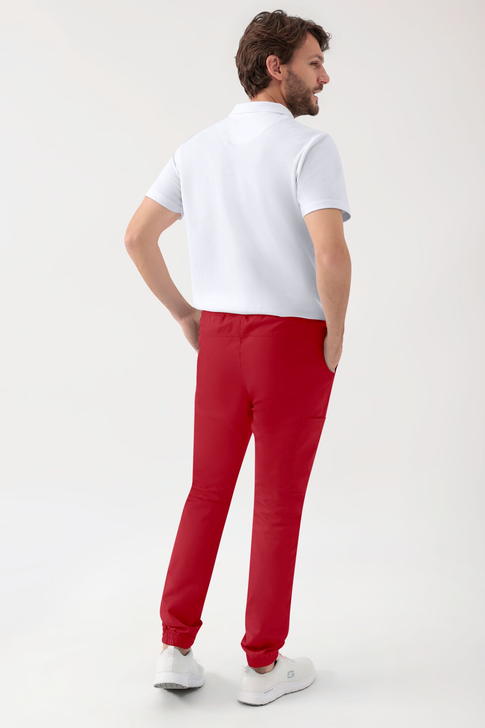 GREEN Stretch Hose Herren - Jogpants Style rot, Vue de dos 