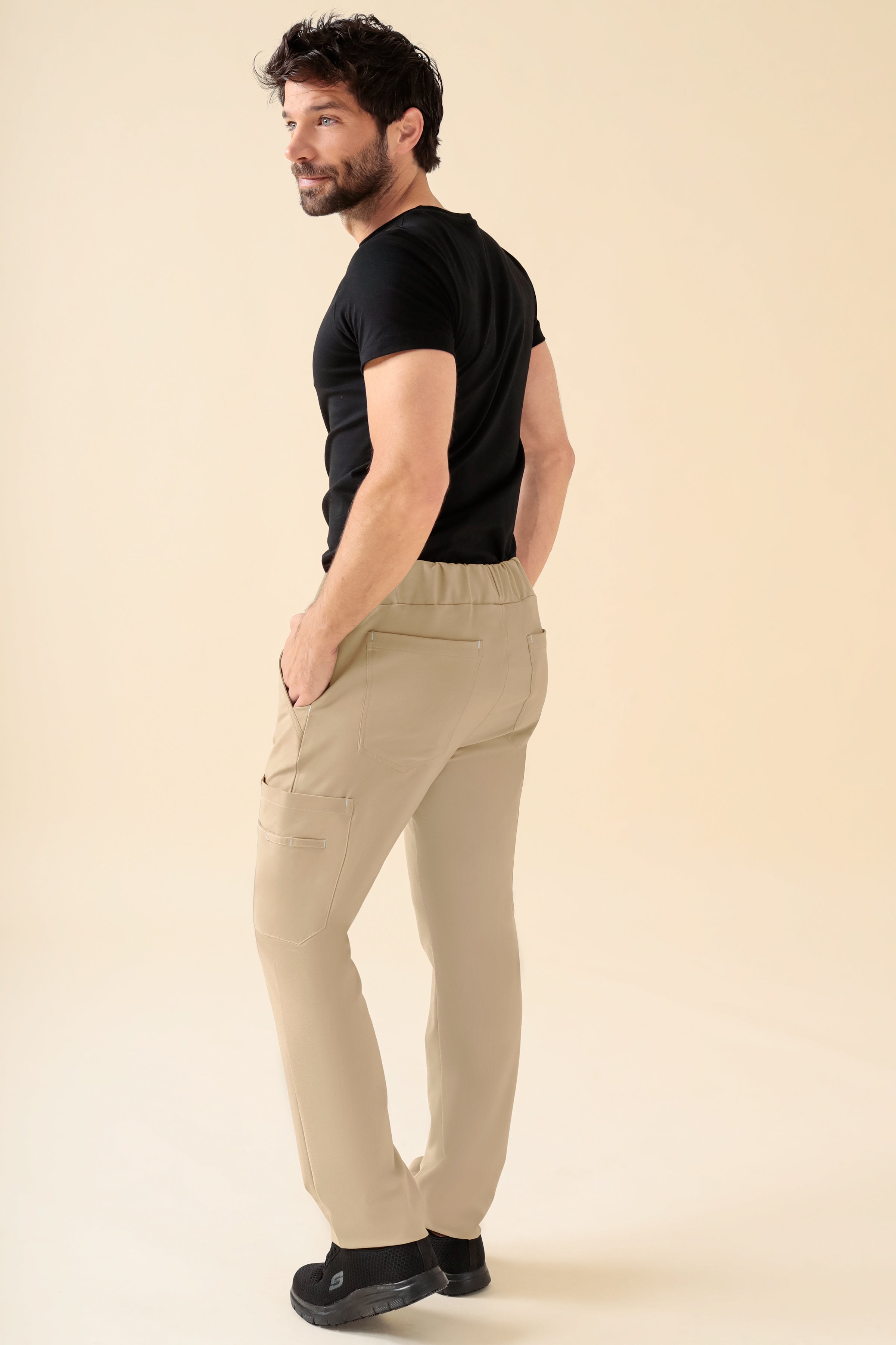 KAERE Hose Herren - gerader Saum Kurzgr. mit Beintaschen sand