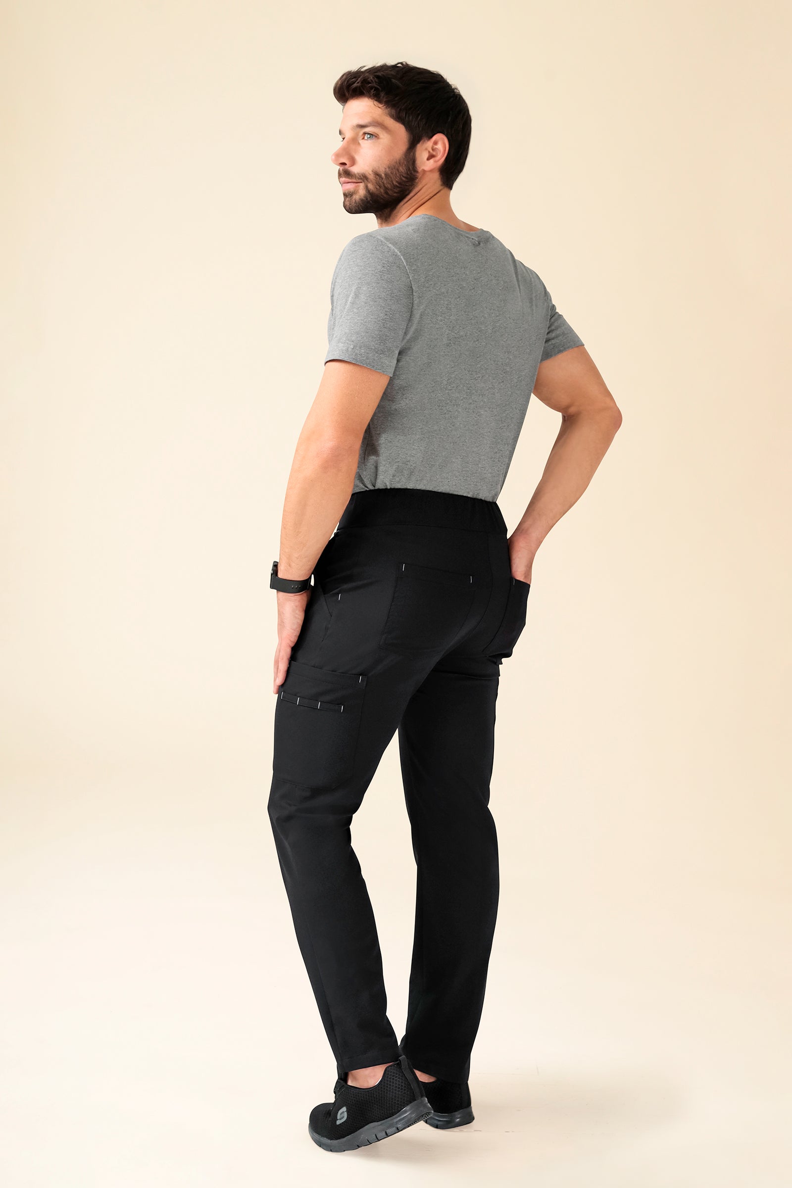 KAERE Hose Herren - gerader Saum Kurzgr. mit Beintaschen schwarz, Vue de dos 