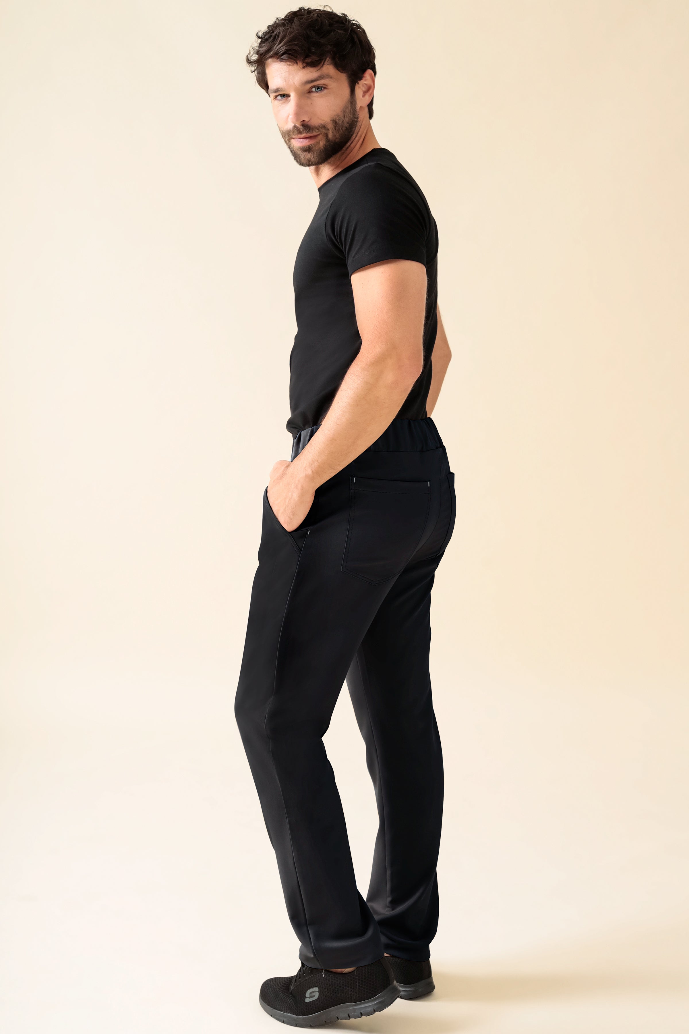 KAERE Hose Herren - gerader Saum Kurzgr. ohne Beintaschen schwarz, Vue de dos 