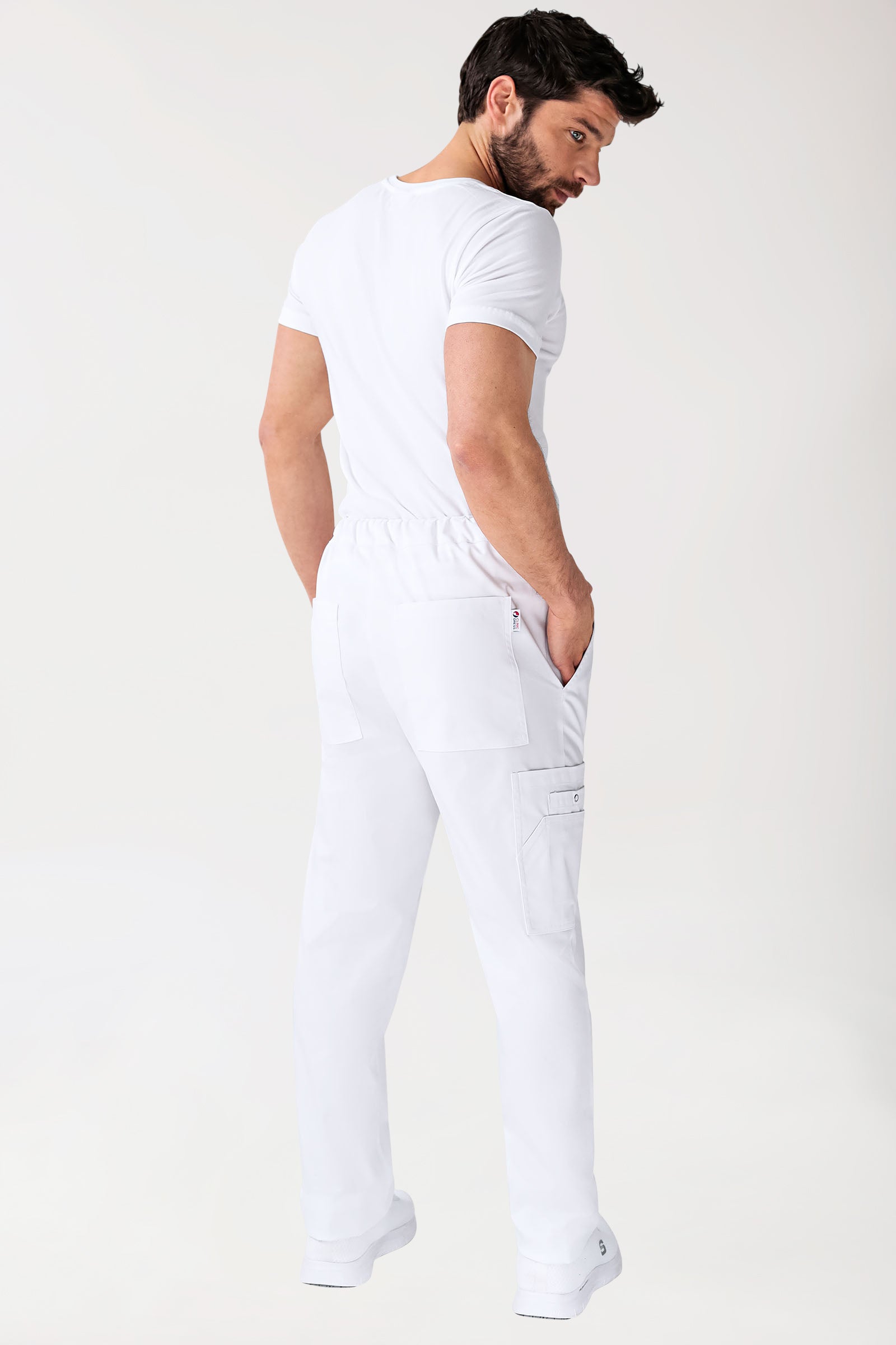 CLINIC STRETCH Hose Unisex - mit Beintasche Kurzgr. weiss
