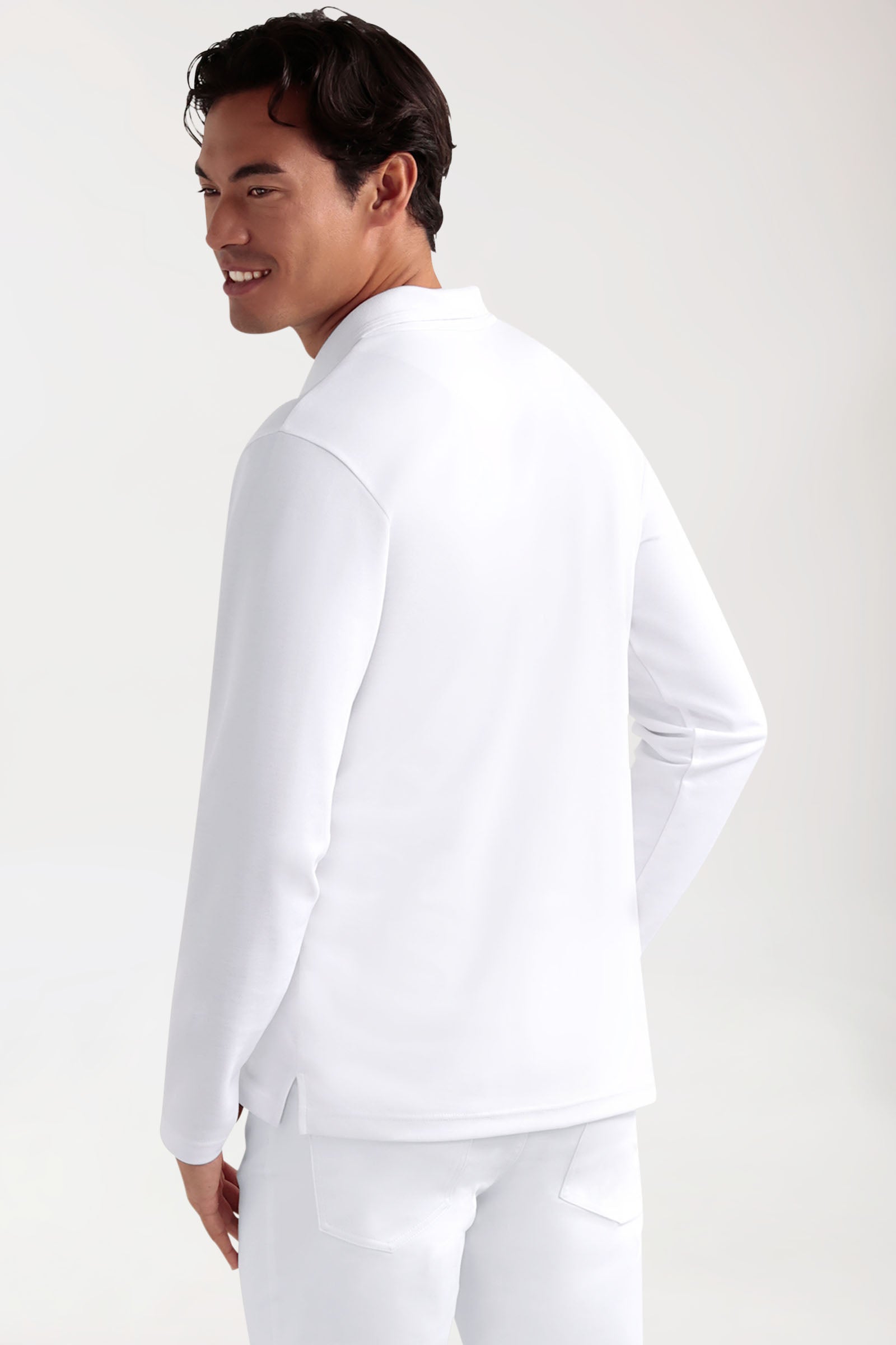 COMFY FLEX Stretch Longsleeve Herren - Polokragen weiss