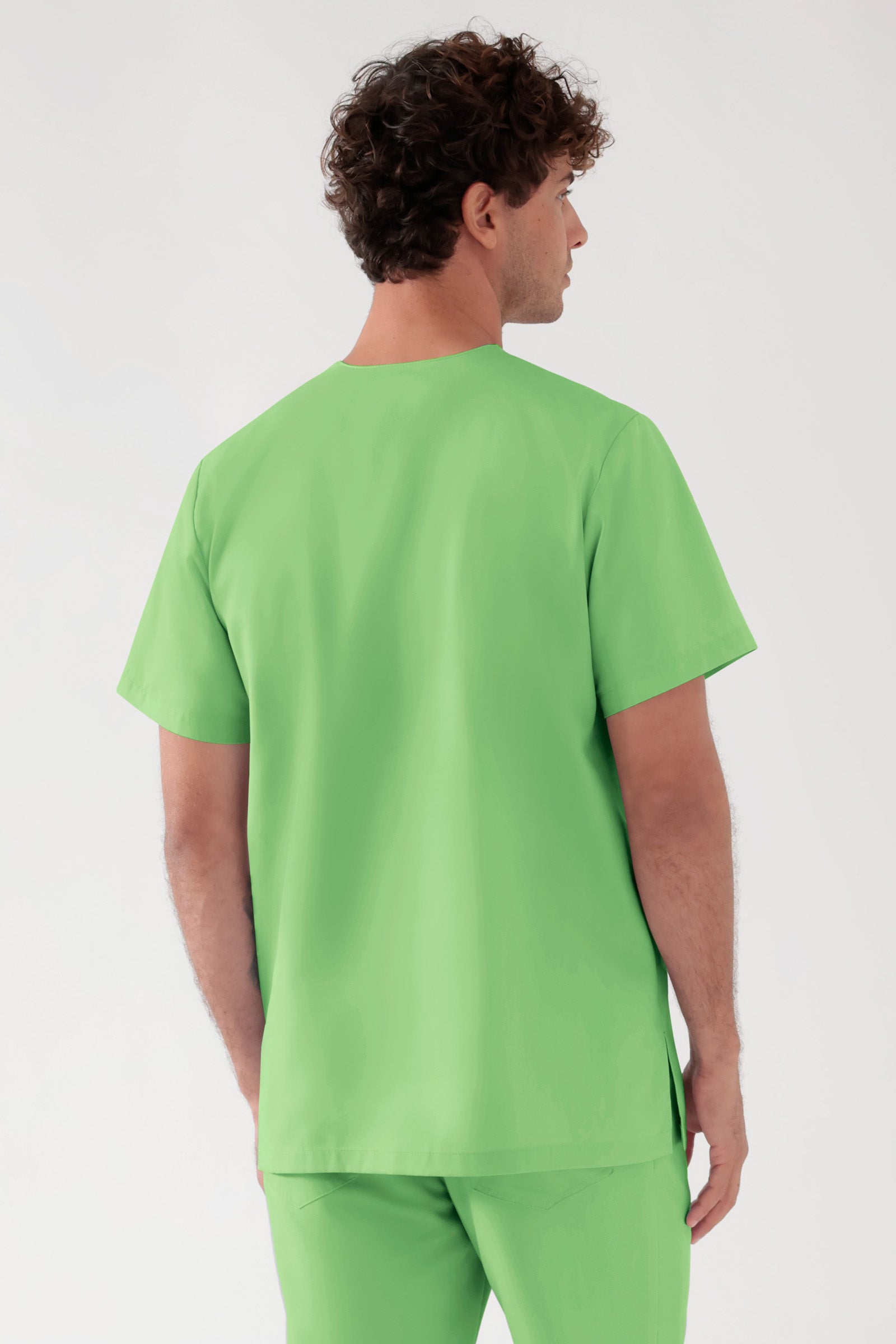 TENCEL™ Schlupfkasack Herren - V-Ausschnitt apfelgrün