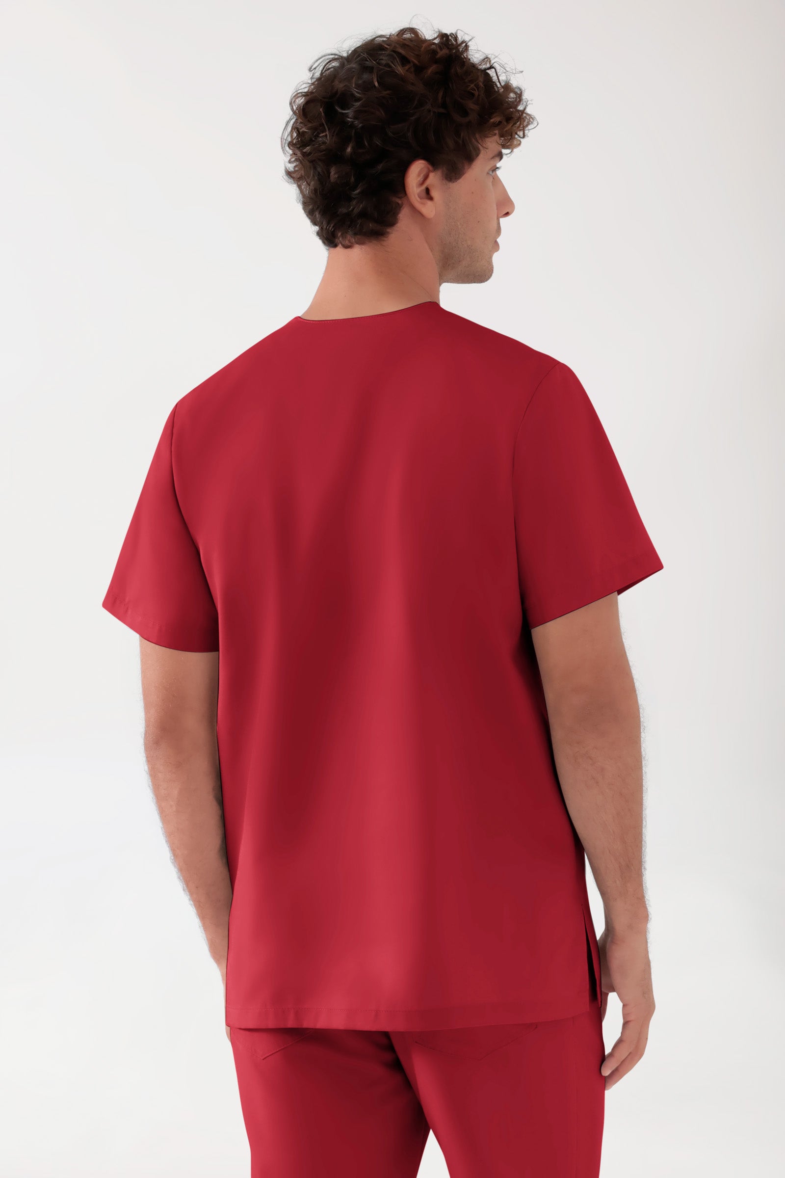 TENCEL™ Schlupfkasack Herren - V-Ausschnitt rot, Vue de dos 