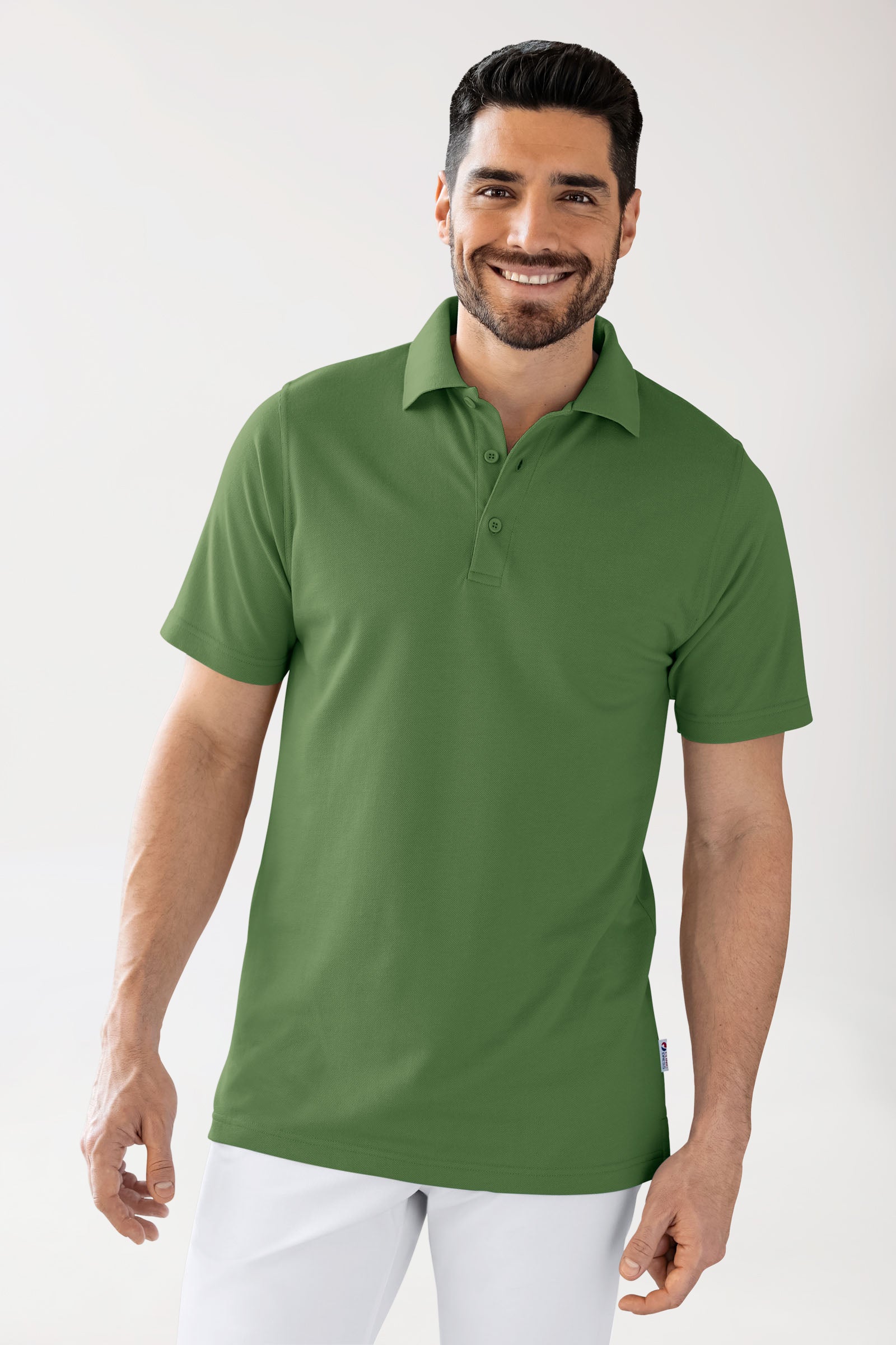 CORE Shirt Unisex - Polokragen wiesengrün, Rückansicht 