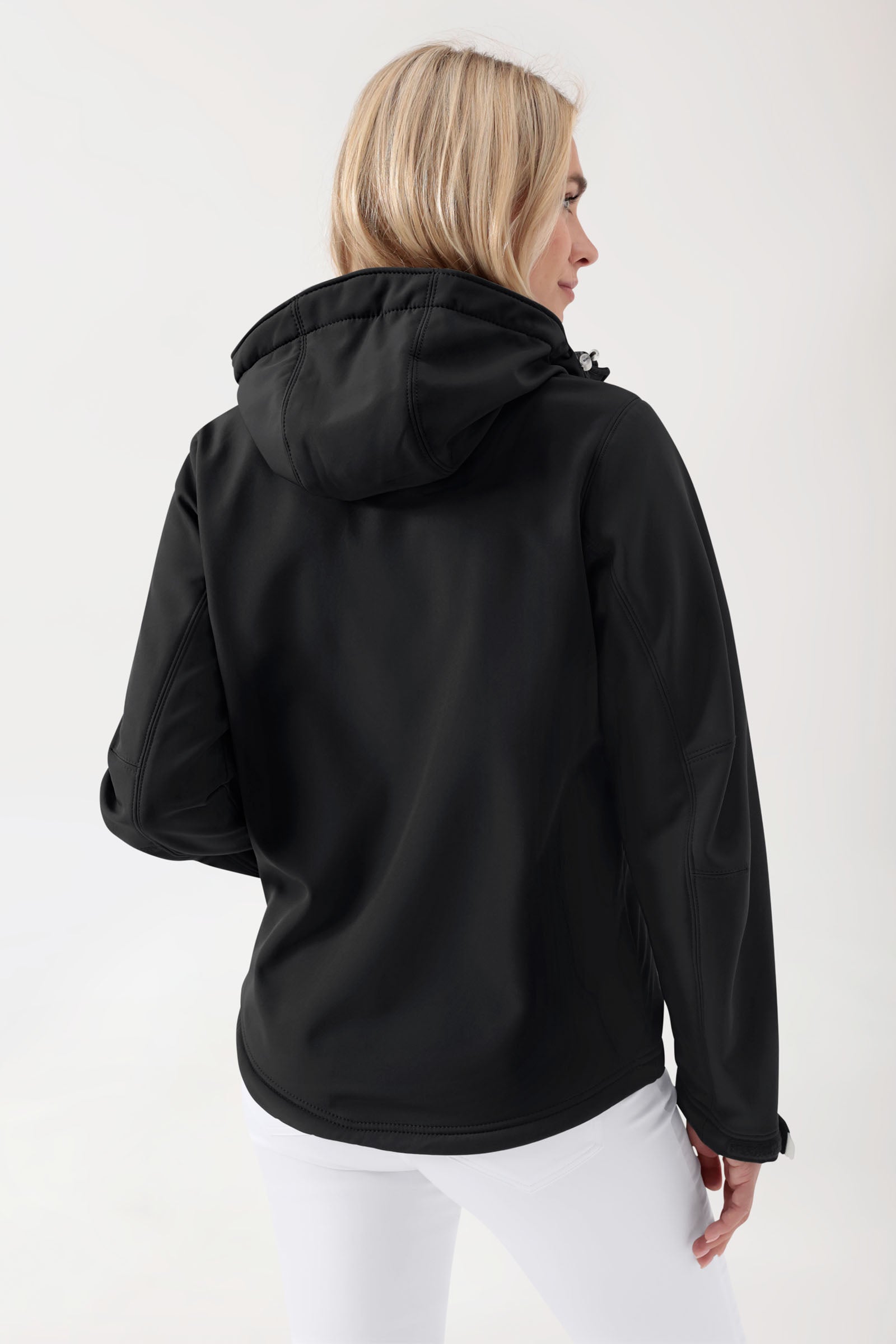 Softshell Jacken Unisex - abnehmbare Kapuze schwarz, Vue de dos 