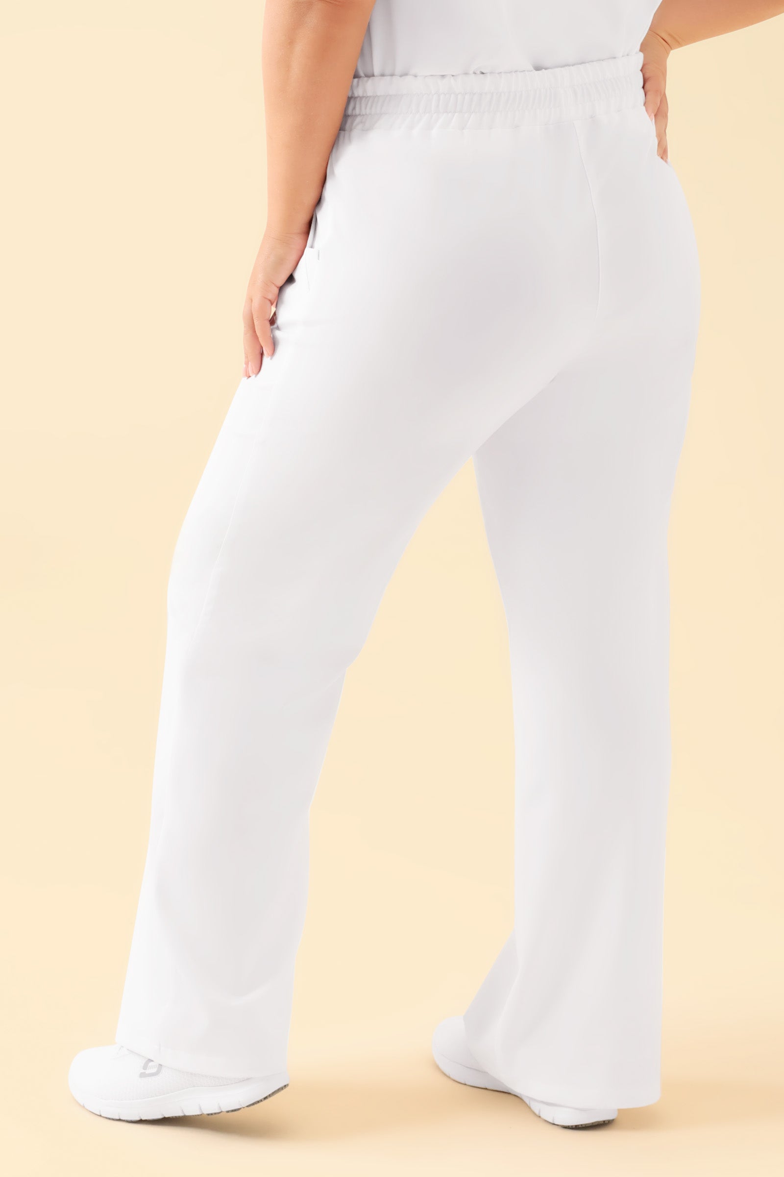KAERE Hose Damen - weites Bein weiss, Rückansicht 