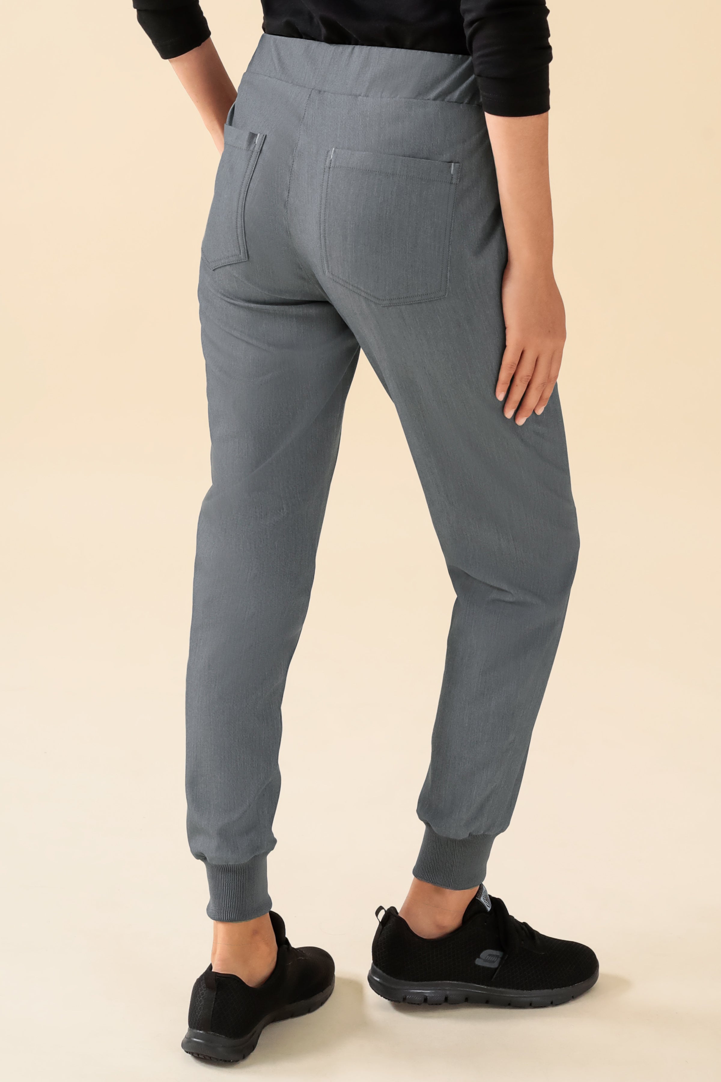 KAERE Hose Damen - Saumbündchen ohne Beintaschen grau melange, Rückansicht 