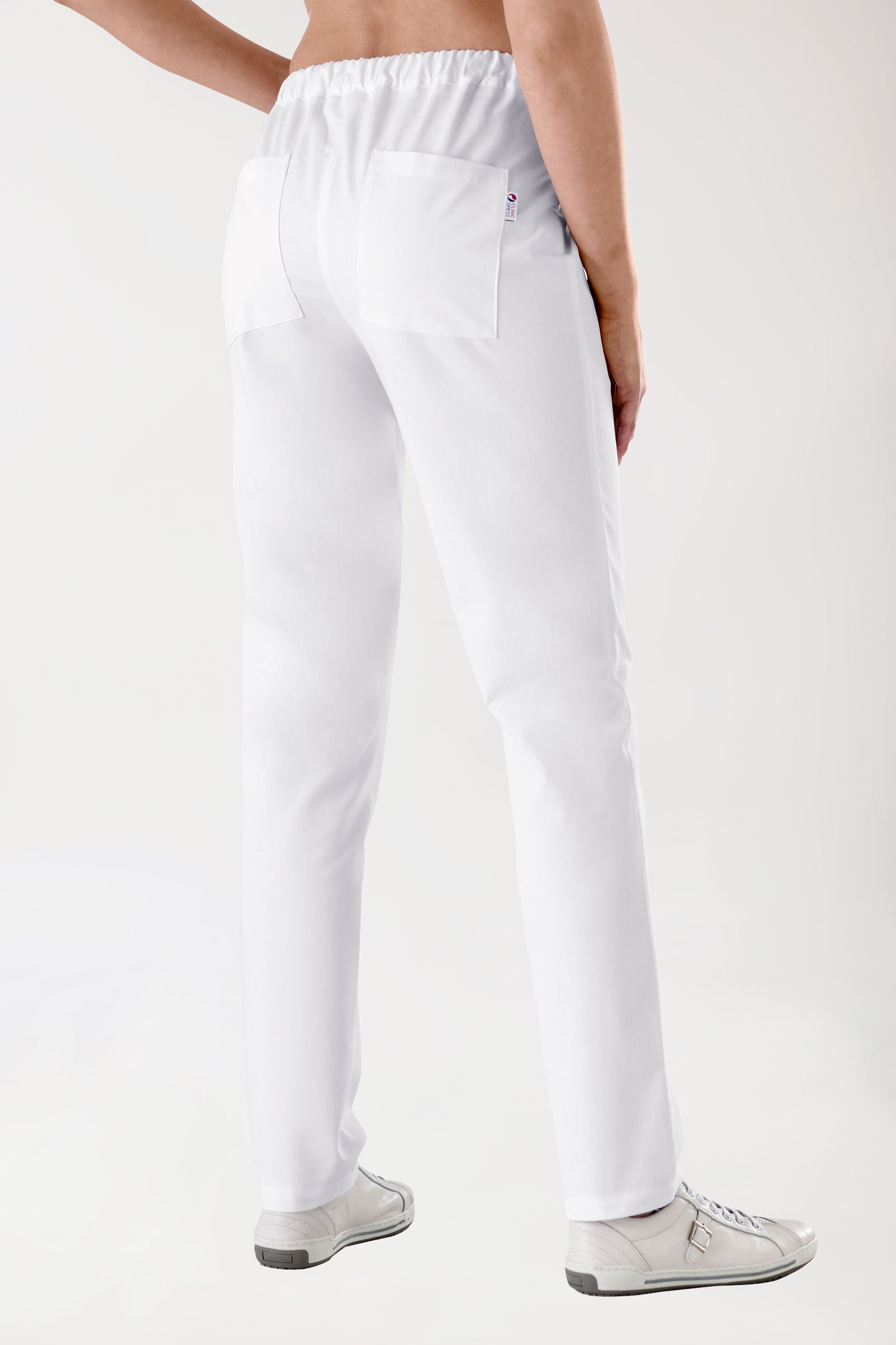 Damen-Hose Weiss Teilgummibund, Rückansicht 