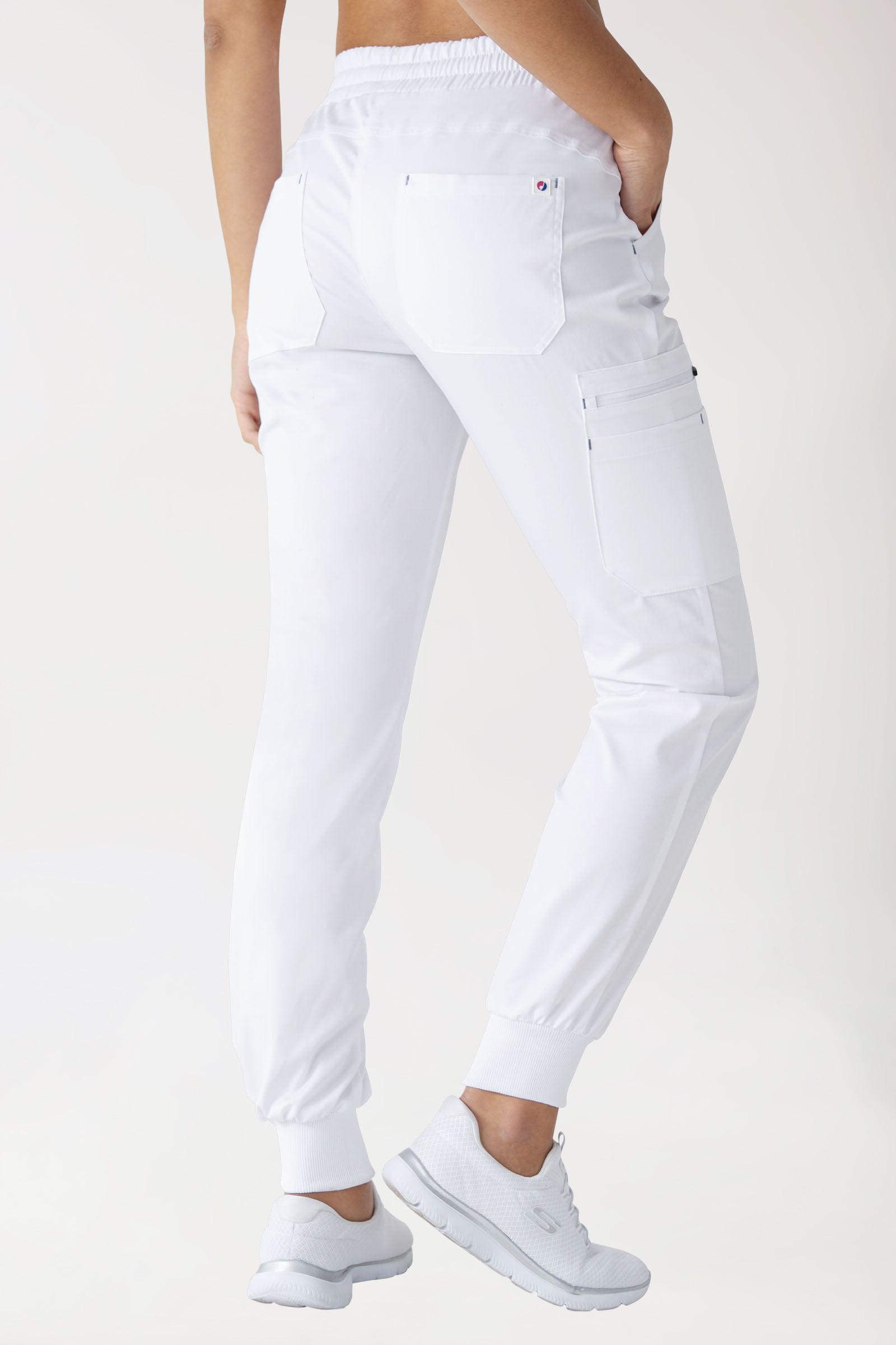 CLINIC STRETCH Hose Damen - Strickbund weiss/grau