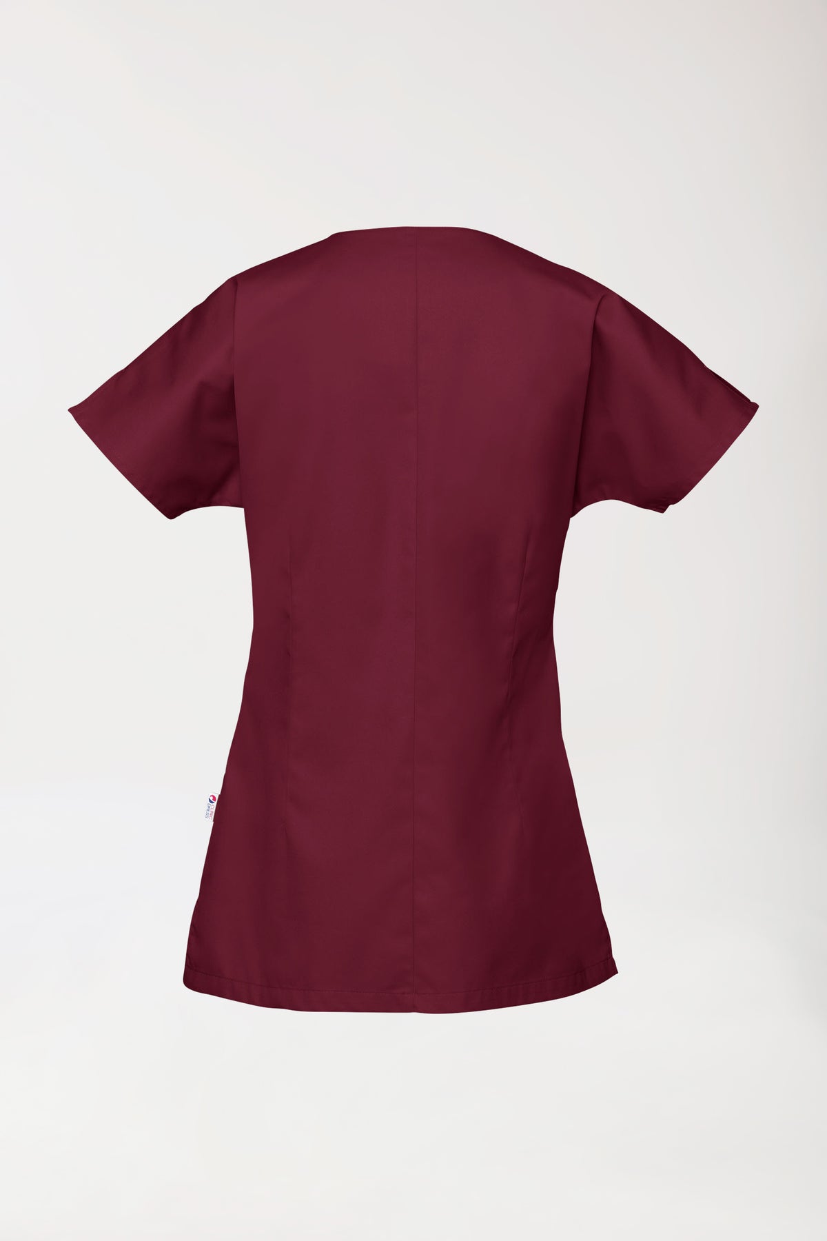 Beauty Kasack Damen - asymmetrische Druckknopfleiste bordeaux, Vue de dos 