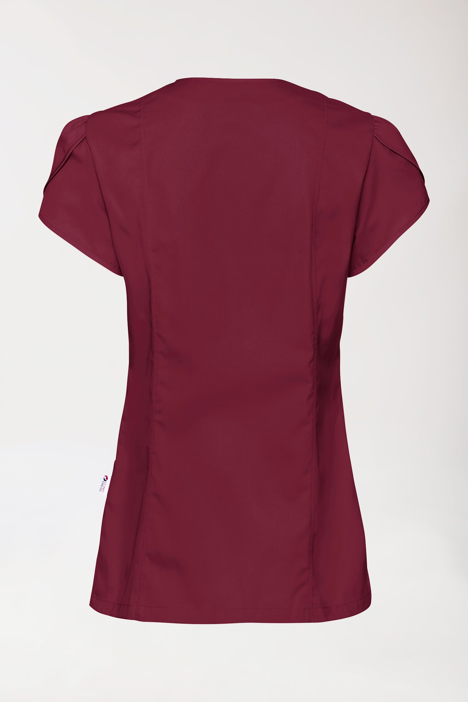 Beauty Kasack Damen - mit Puffärmel bordeaux, Rückansicht 