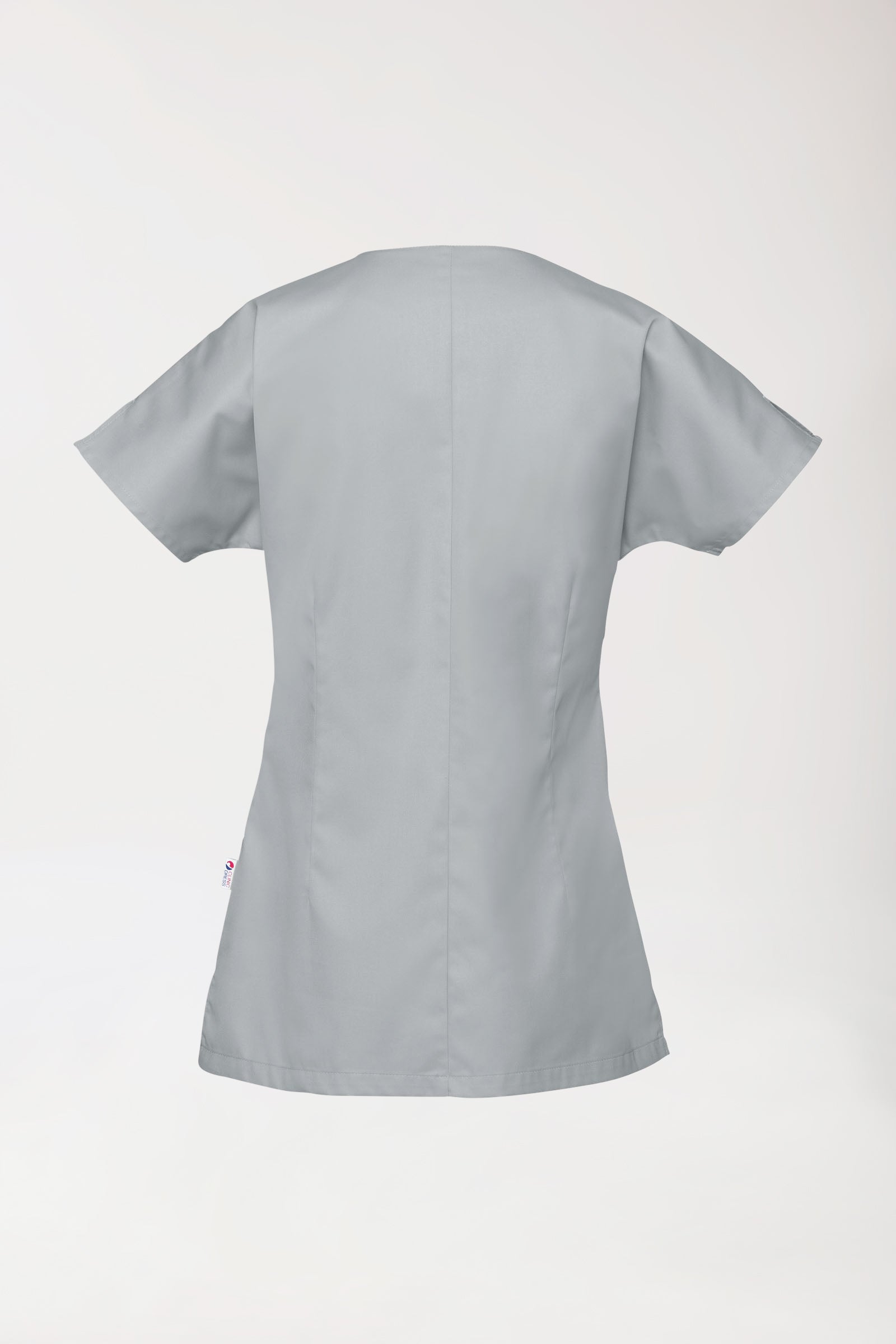 Beauty Kasack Damen - asymmetrische Druckknopfleiste grau, Vue de dos 