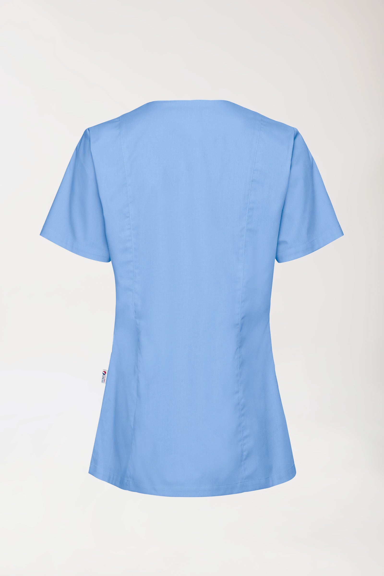 Stretch Kasack Damen - durchgeknöpft himmelblau, Rückansicht 