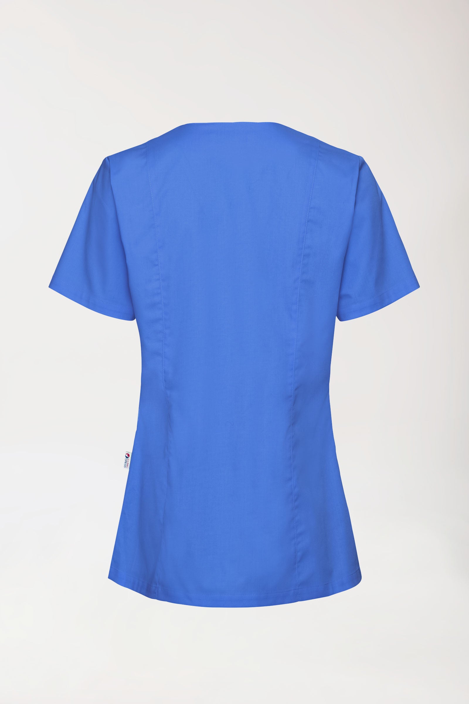 Stretch Kasack Damen - durchgeknöpft königsblau, Rückansicht 